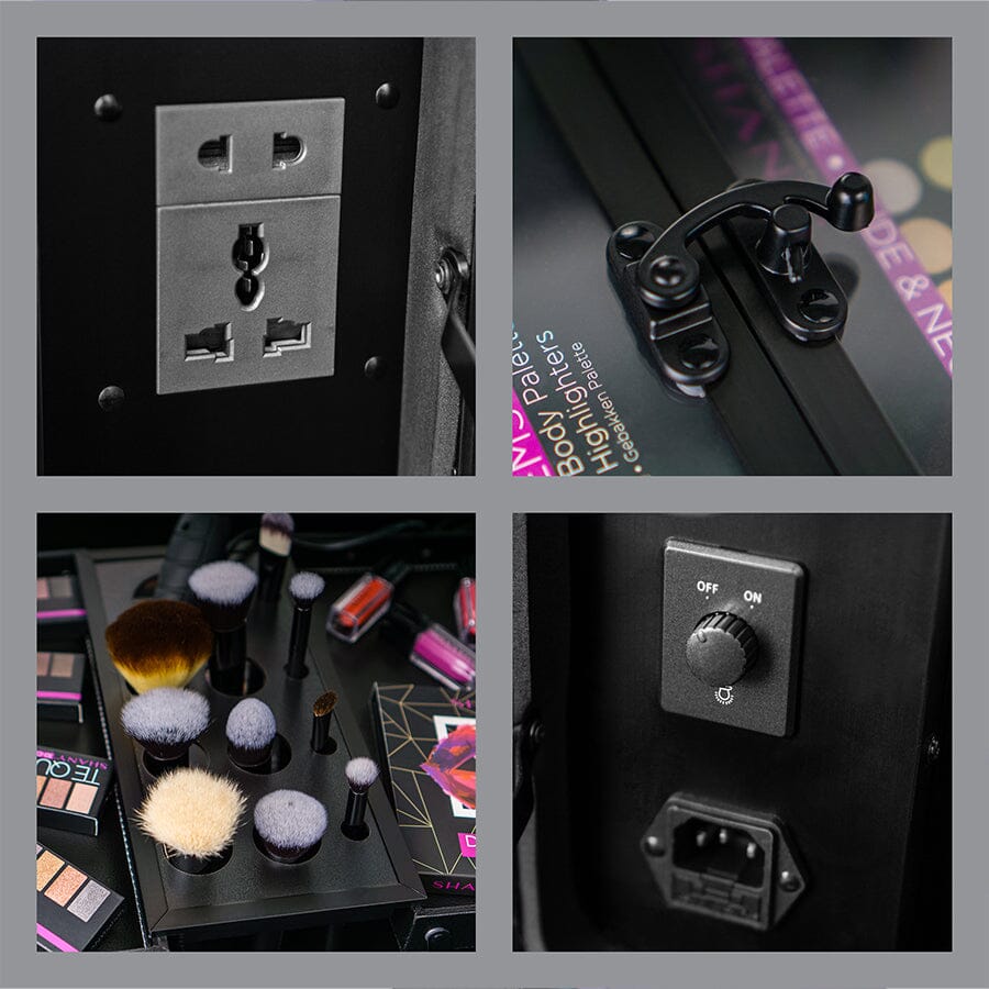 Professional Studio ToGo Wheeled Makeup Case & Organizer with LED Light - Portable Beauty Storage for Makeup Artists, Travel, Salon & On-the-Go Cosmetics Organization
