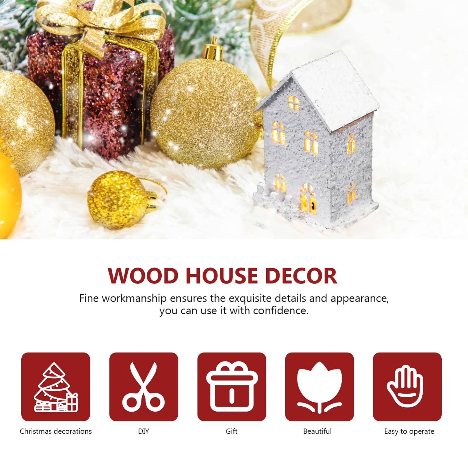OSALADI 2-Piece Christmas Village House Set with LED Lights - Snowy Winter Village Decor for Holiday Tabletop, Mantel, or Christmas Tree Display
