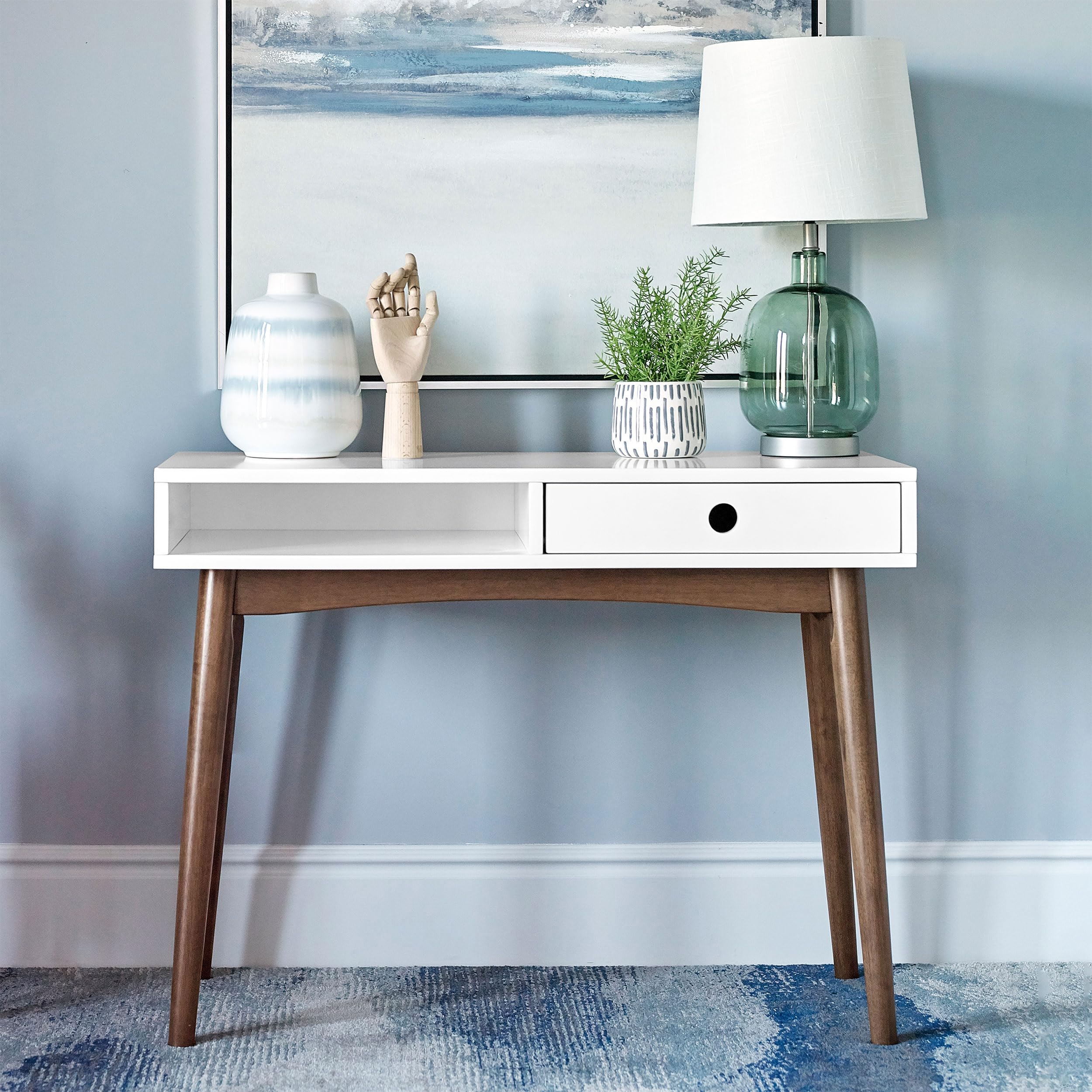 Coaster Furniture Bradenton 1-Drawer White & Walnut Writing Desk 801931 - Perfect for Home Office, Study Room & Small Spaces