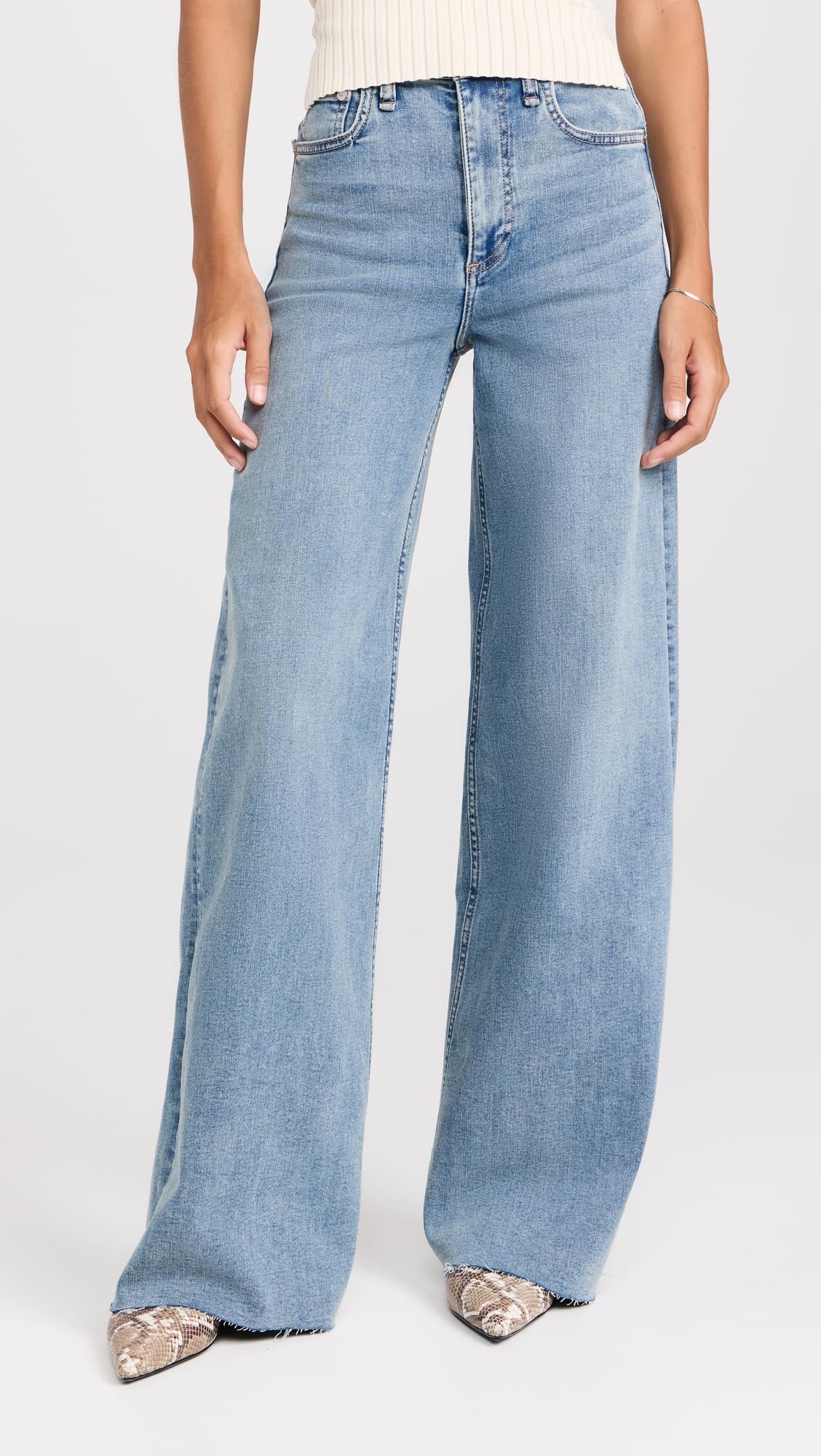rag & bone Women's Flexi Sofie High Rise Full Length Wide Leg Jeans - Comfortable Stretch Denim for Casual Wear & Everyday Outfits