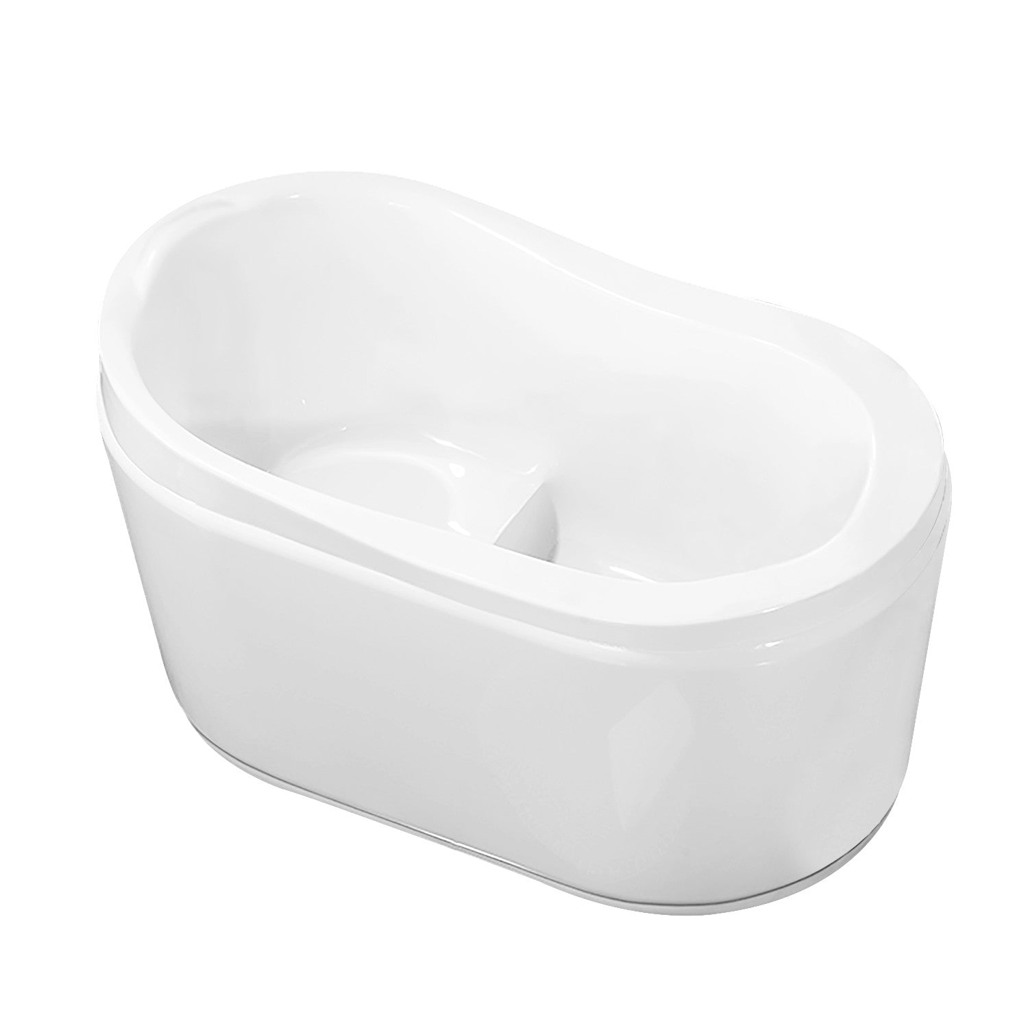 Aqua Eden 52 Inch Acrylic Oval Freestanding Bathtub with Drain & Built-in Seat - Glossy White Slipper Tub for Luxury Bathroom & Spa Relaxation