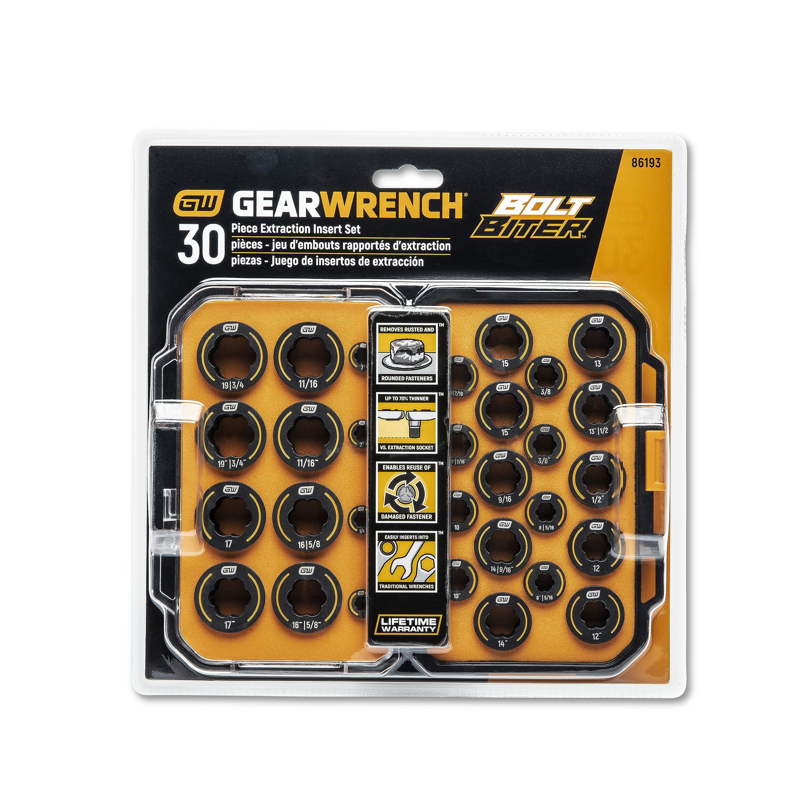 GEARWRENCH 30-Piece Bolt Biter SAE/Metric Wrench Insert Set - 86193 | Professional Mechanic Tool Kit for Automotive Repair & DIY Projects
