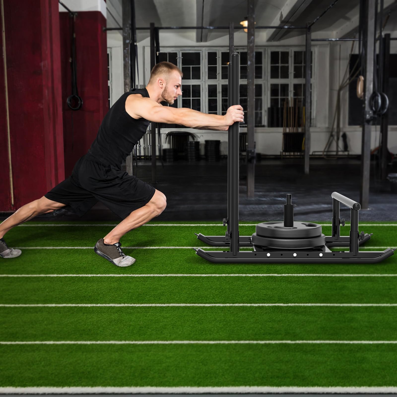 Dolibest Weight Sled for Strength Training - Heavy Duty Fitness Sled with Push-Pull Prowler Design - Speed & Power Workout Equipment for Athletes - Compatible with 1-2