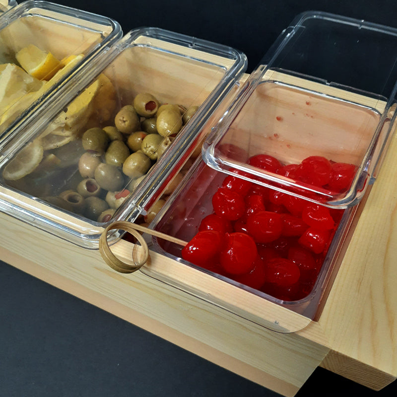 BarConic® Natural Wood Condiment Holder - 3 Size Options for Spices, Sauces & Seasonings | Perfect for Kitchen Countertop, Dining Table & Outdoor BBQ