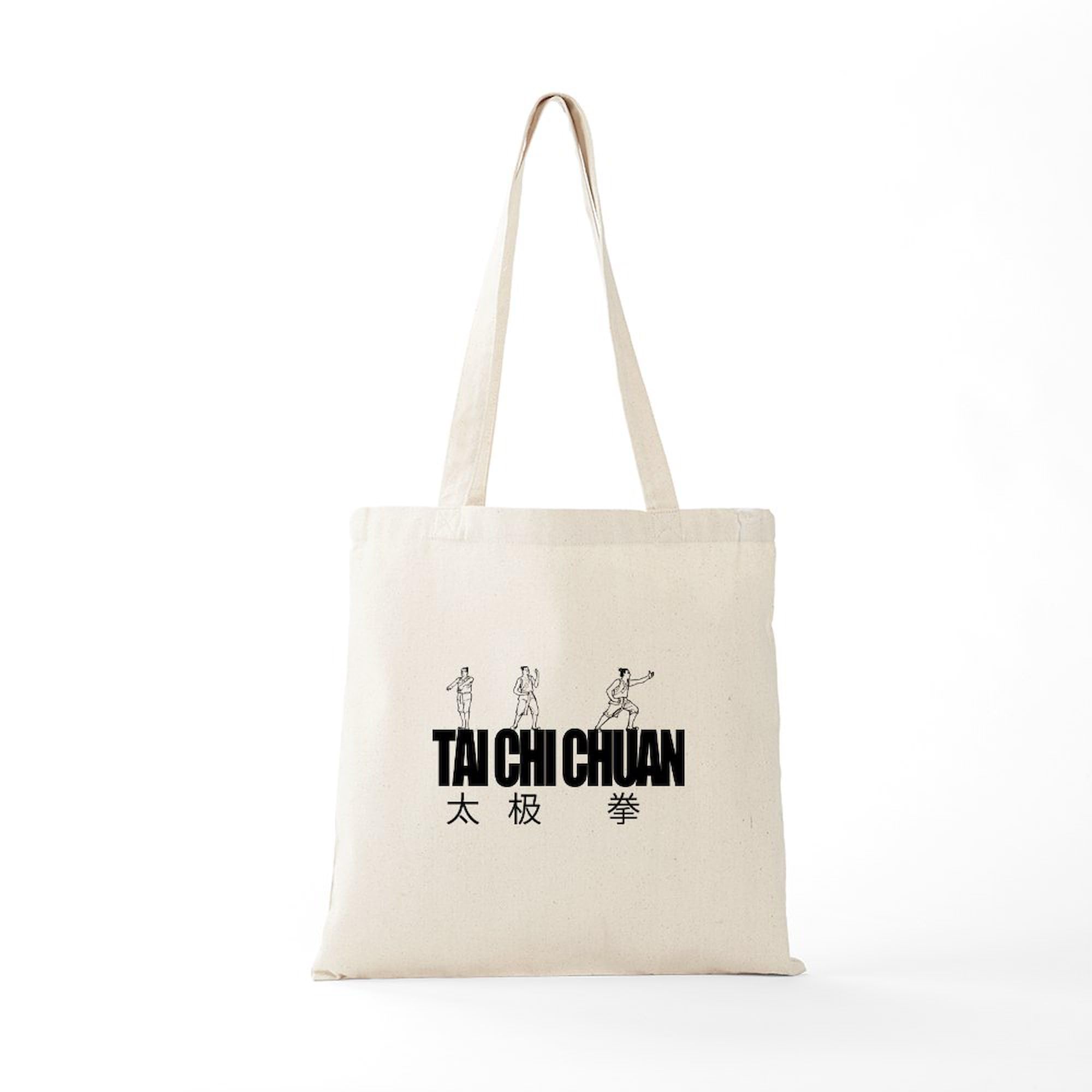Tai Chi Chuan Natural Canvas Tote Bag - Eco-Friendly Reusable Shopping Bag for Yoga, Martial Arts & Grocery Shopping
