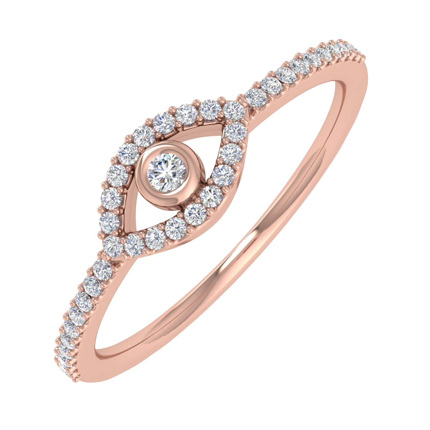 1/10 Carat Evil Eye Diamond Ring in 10K Solid Gold - IGI Certified for Protection & Style | Elegant Jewelry Gift for Women, Bridesmaids, Birthday, Anniversary