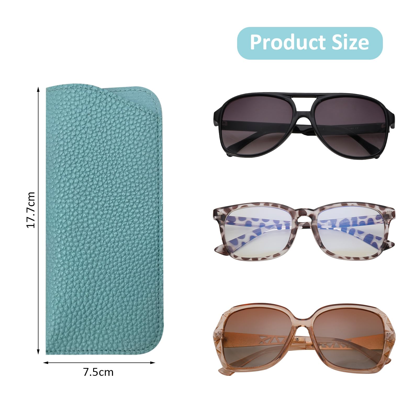 8 Pack Soft Leather Glasses Cases for Women Men & Kids - Durable Eyeglass & Sunglass Holder Pouch - Portable Travel Storage for Glasses, Reading Glasses & Sunglasses (Home, Office, Car, Travel)