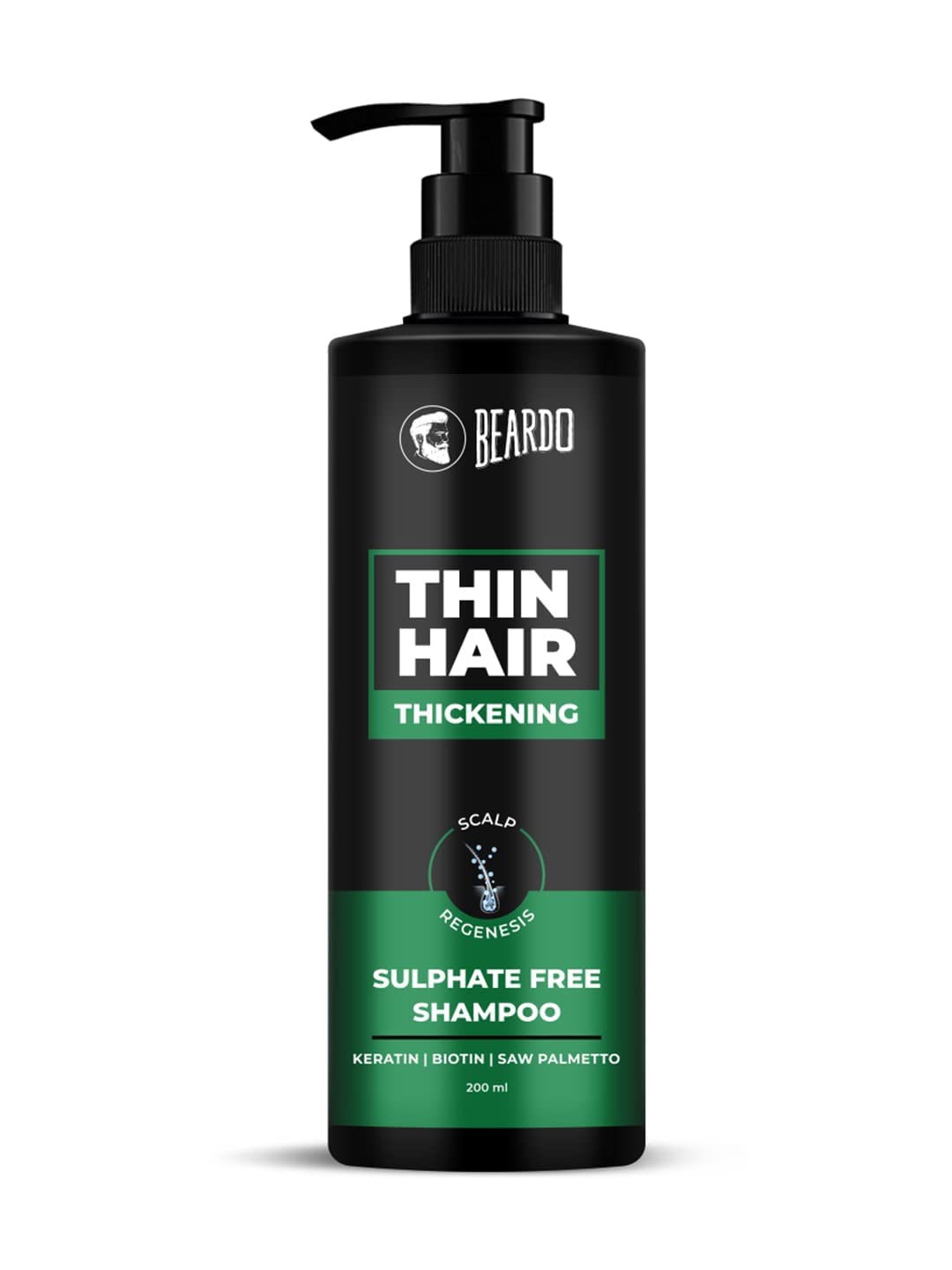 Keratin Shampoo for Men - Sulfate & Paraben Free Hair Thickening Shampoo with Biotin & Saw Palmetto (200ml) - Volumizing Treatment for Thin Hair - Ideal for Daily Use & Hair Growth Care