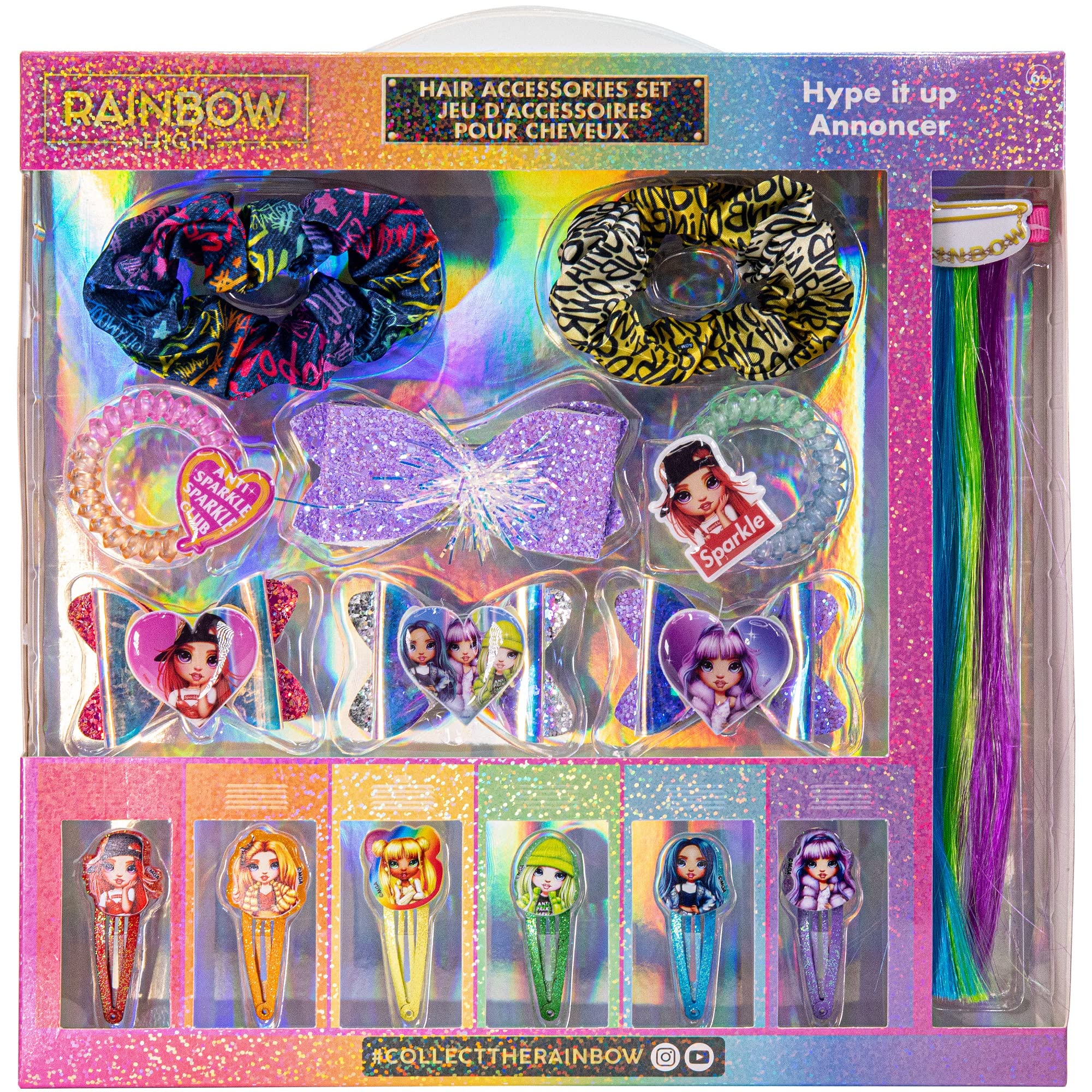 Rainbow High Fashion Doll Hair Accessories Set - 15 Pcs with Hair Bows, Extensions, Scrunchies & Clips | Perfect Gift for Girls Ages 3+ | Great for Birthday Parties, Sleepovers, Dress-Up Play & Doll Styling