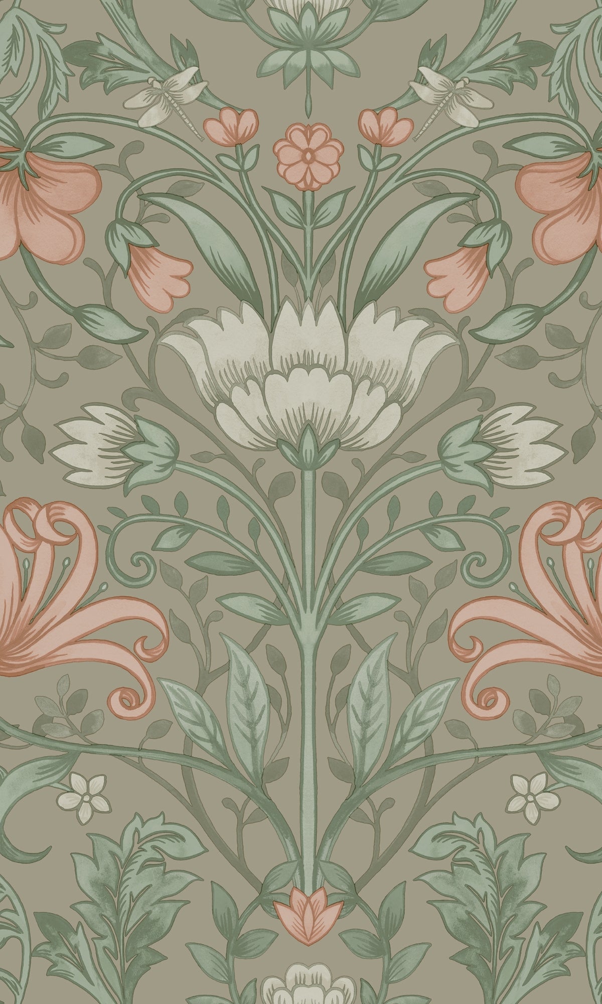 Champagne Trailing Vines Floral Wallpaper R8256 - Elegant Peel and Stick Wallpaper for Bedroom, Living Room & Home Decor