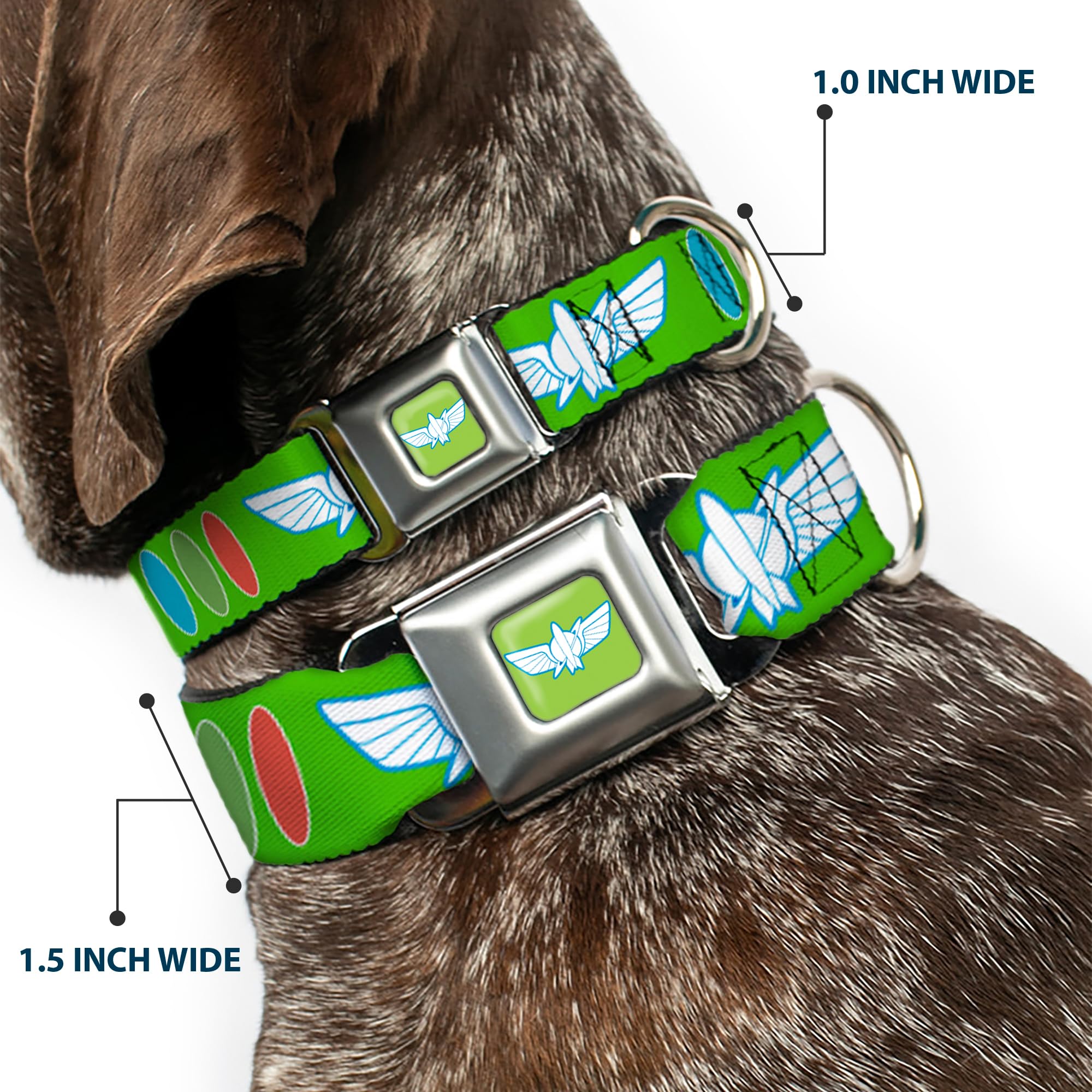 Buckle-Down Dog Collar with Seatbelt Buckle - Toy Story Buzz Lightyear Space Ranger Design, Multi-Color, 1