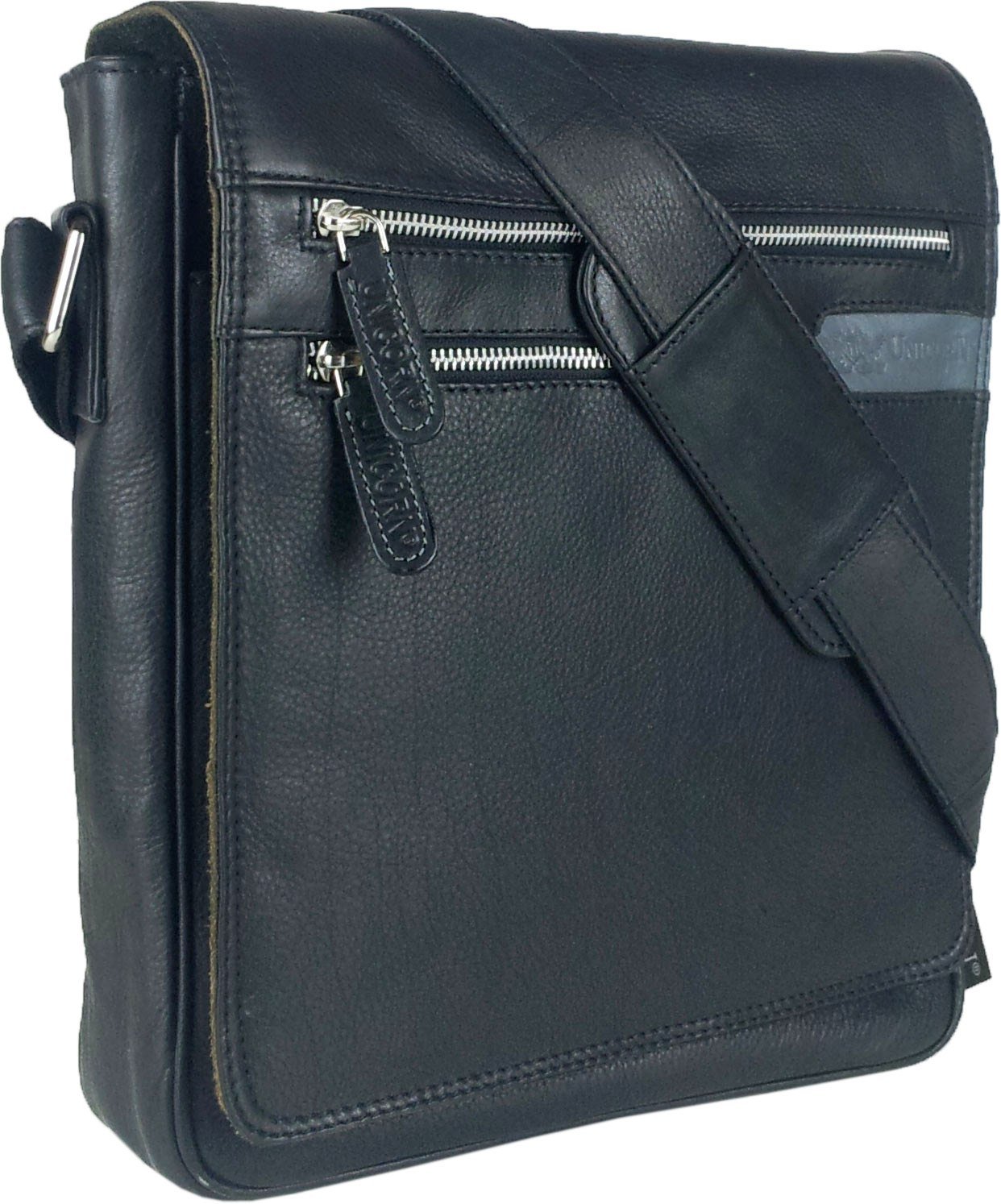 Premium Genuine Leather Unicorn Print Messenger Bag for iPad, Ebook & Tablets - Stylish & Durable Crossbody Bag for Work, School & Travel #3G