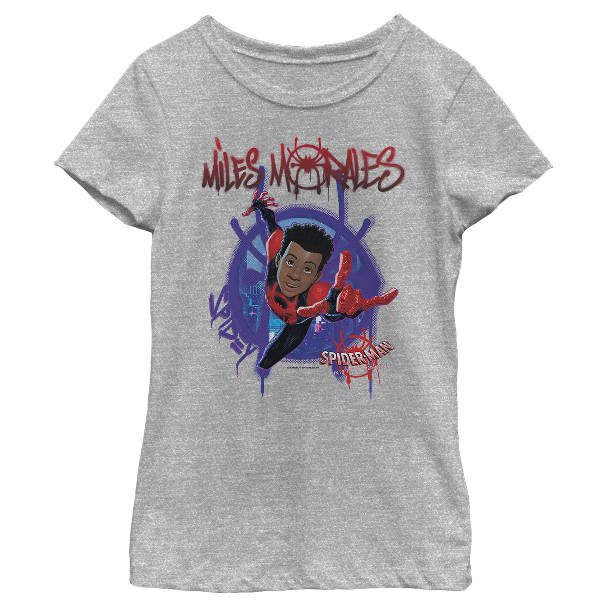 Marvel Miles Morales Spider-Man Graphic T-Shirt for Girls - Cool Superhero Tee for Kids, Cosplay & Everyday Wear