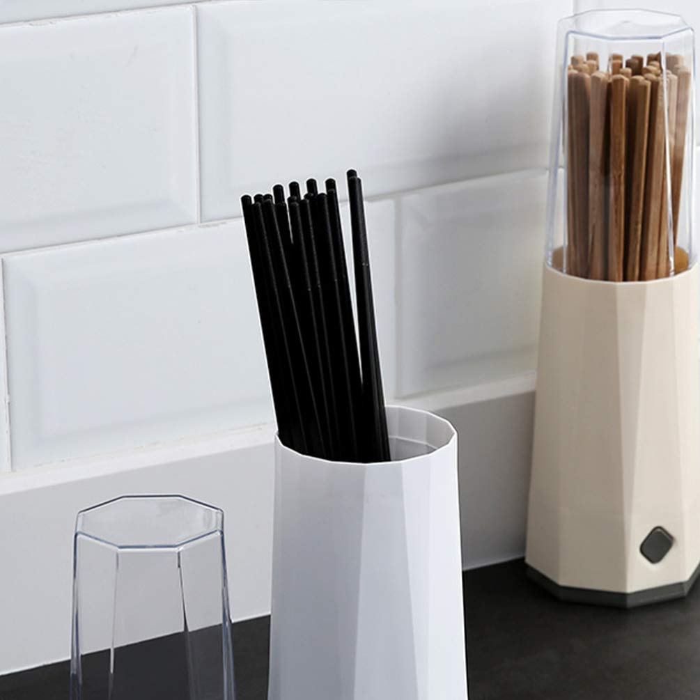 UPKOCH Detachable Chopsticks Holder & Utensil Drain Rack - White Kitchen Organizer for Forks, Spoons, Toothbrushes with Cover | Perfect for Dish Drying & Bathroom Storage
