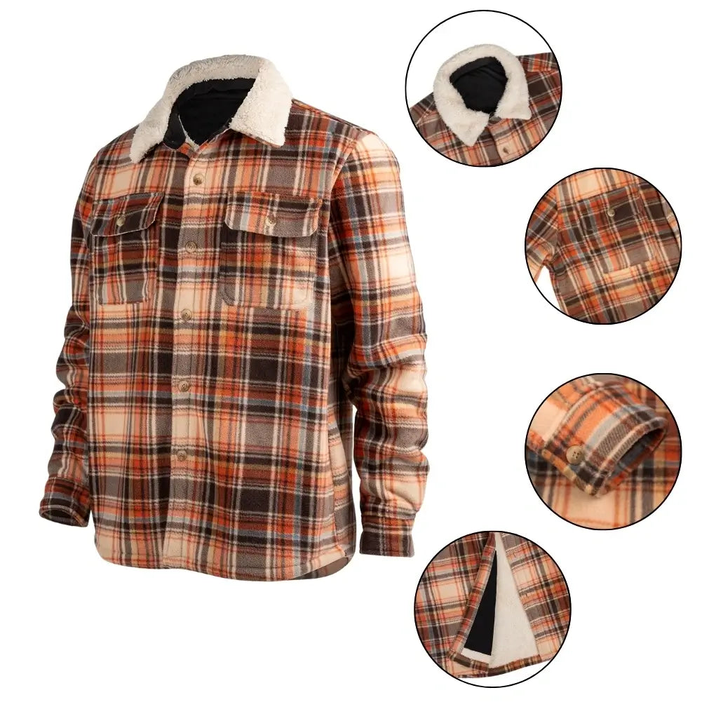 Men's Buffalo Plaid Jacket - Warm Flannel Shirt Jacket for Winter, Outdoor Camping & Casual Wear | Water-Resistant & Cozy Fleece Lining