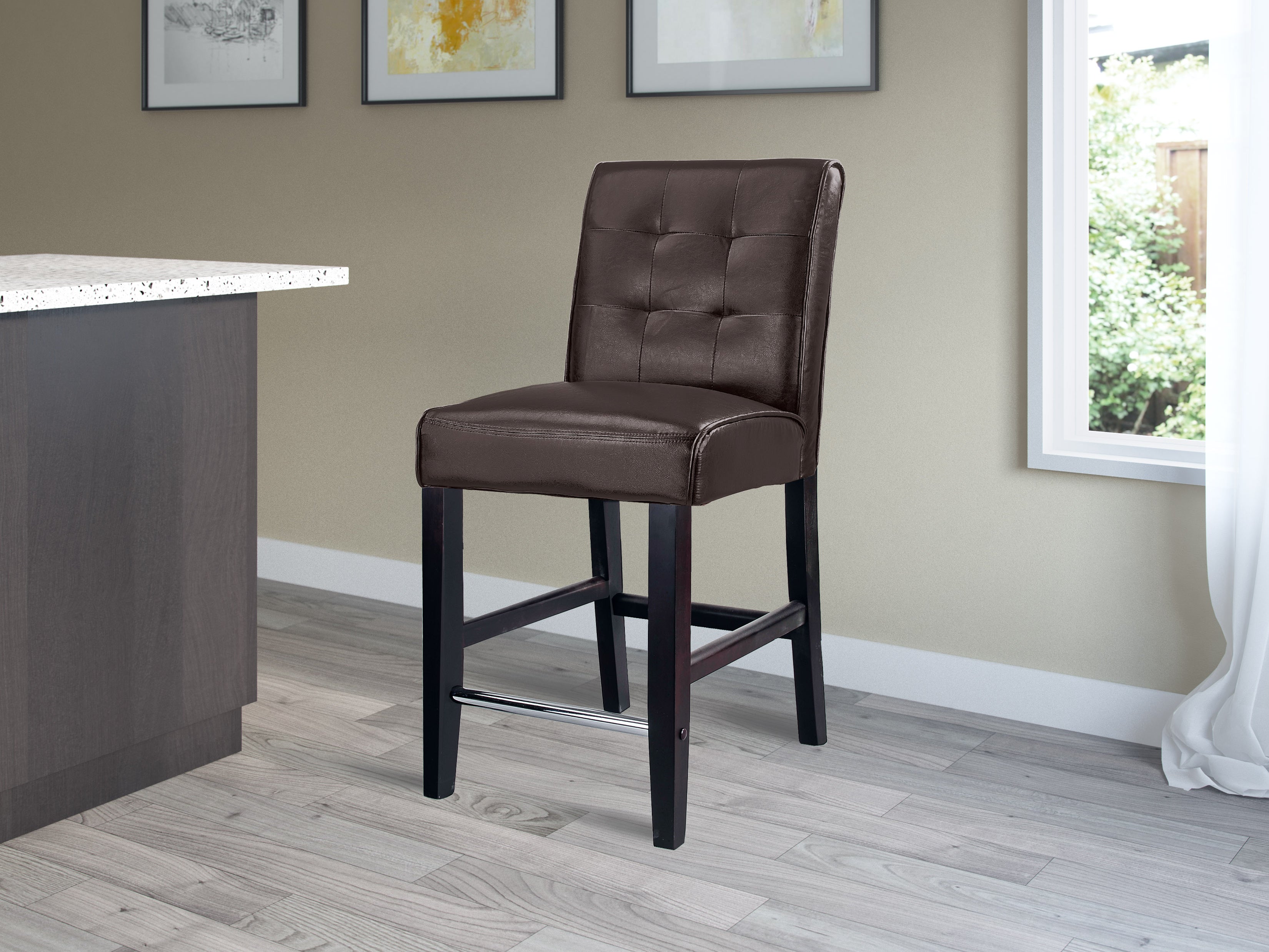 Dark Brown Counter Height Bar Stool - Adjustable Swivel Kitchen Island Stool with Backrest, Set of 2 - Perfect for Breakfast Nook, Home Bar, and Dining Room Decor