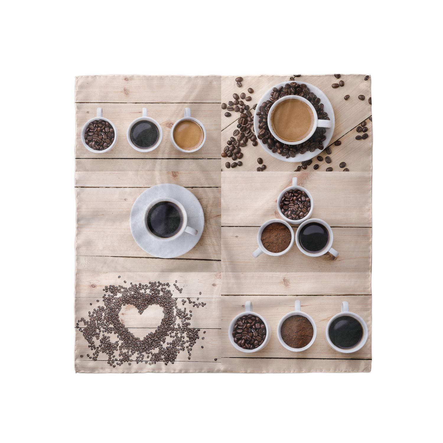 Ambesonne Coffee Hair Scarf - Stylish Head Wrap with Coffee Mugs & Beans Print - Perfect for Coffee Lovers, Baristas & Cafe Outfits