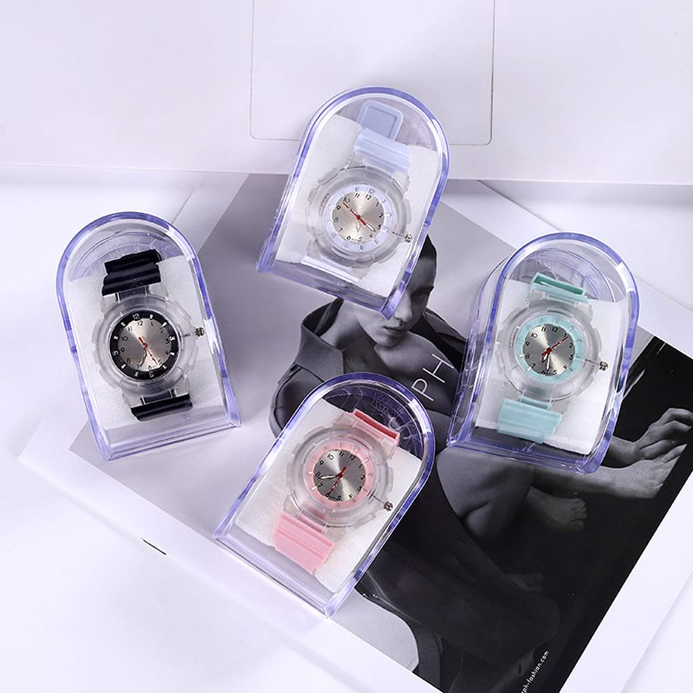Mollensiuer 1-Piece Clear Plastic Single Grid Wrist Watch Box with Sponge Jewelry Bracelet Display Case - Travel Watch Storage Organizer for Men & Women - Perfect for Home, Retail Store, and Travel Accessories Organization