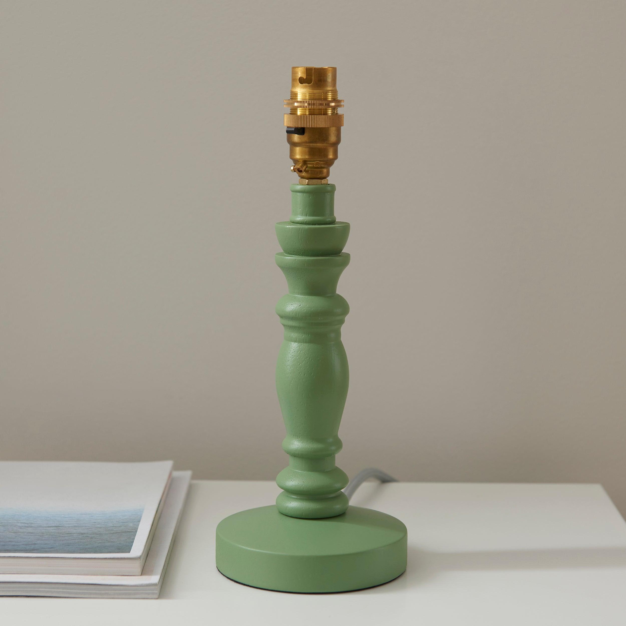 Bibury Green Table Lamp with 20cm Zigzag Pearl Grey Shade - Modern Desk Lamp for Living Room, Bedroom, or Office Decor