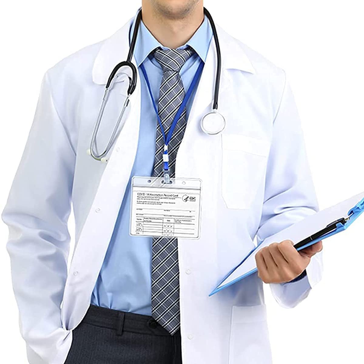 Waterproof CDC Vaccine Card Holder 3x4 with Lanyard - Travel & Medical Use