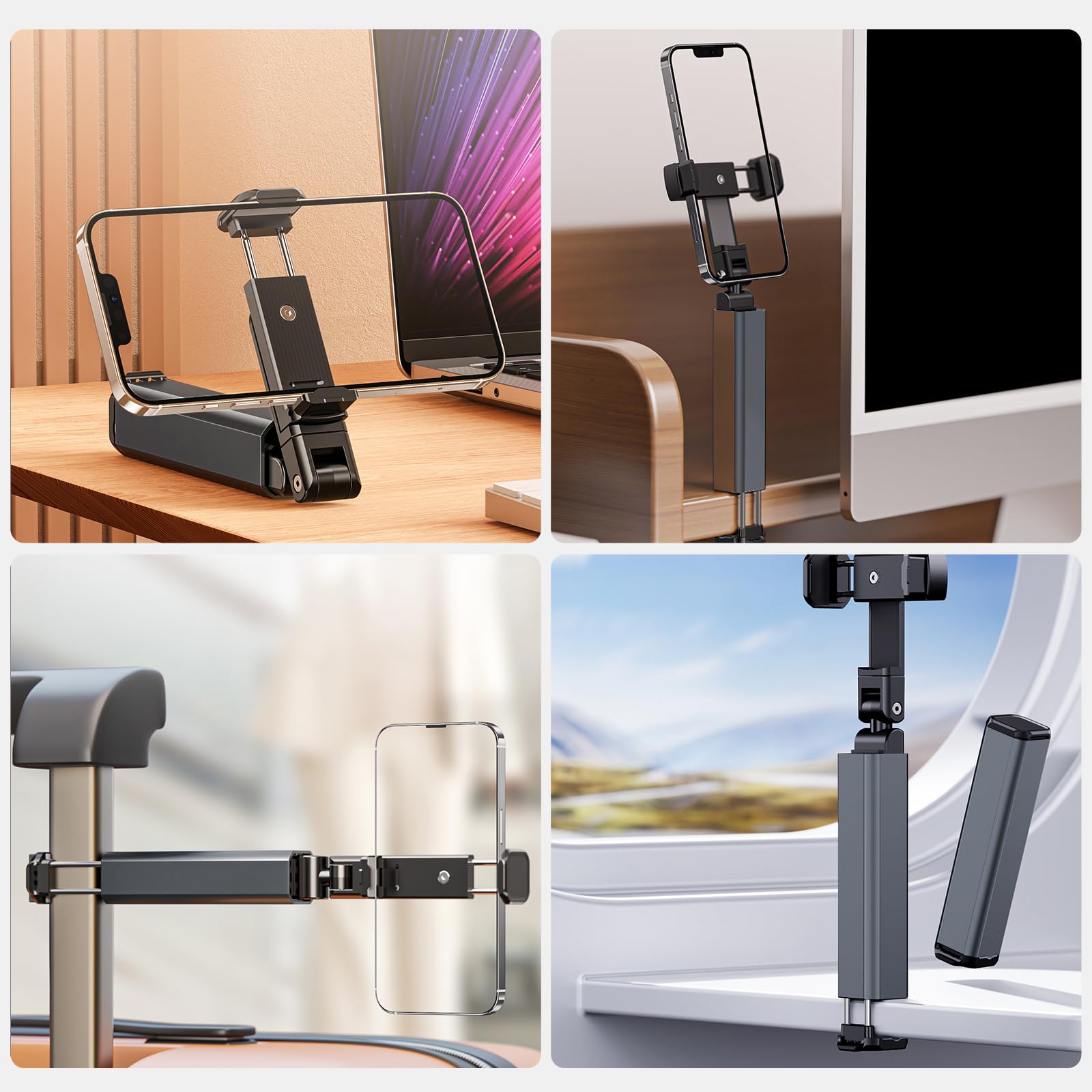 Compact Airplane Travel Phone Mount with 1.57