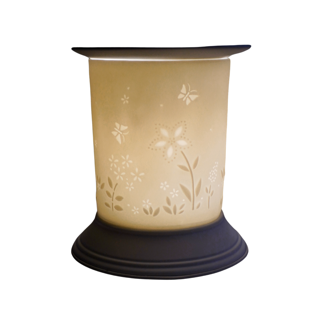 Premium Cello Electric Wax Warmer - Porcelain Straight Flower Design for Home Aromatherapy & Relaxation | Perfect for Living Room, Bedroom, Spa & Office Decor