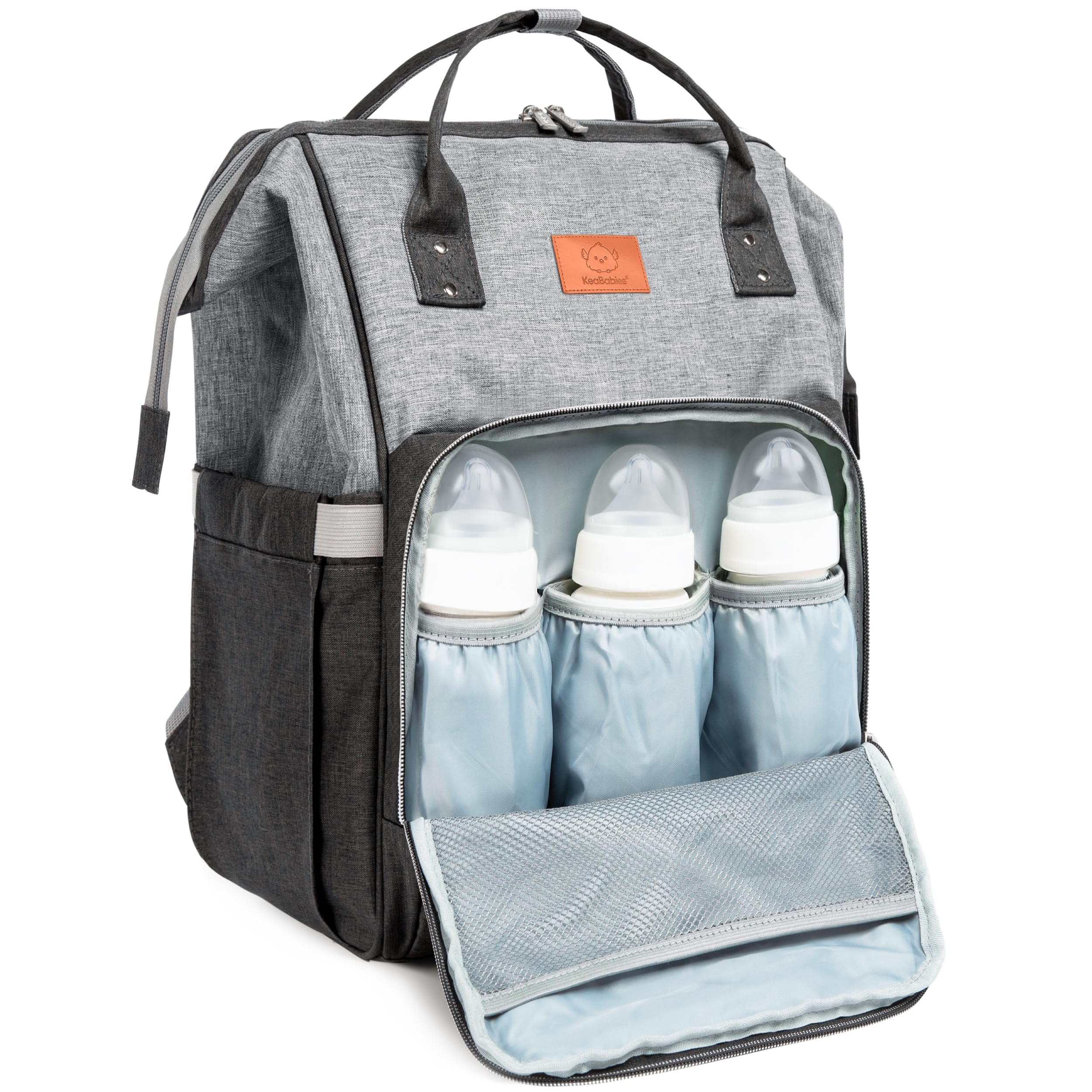 KeaBabies Waterproof Baby Diaper Backpack - Large Multi-Functional Travel Diaper Bag for Boys & Girls with Changing Pad (Graphite) | Perfect for Daycare, Travel & On-the-Go Parents