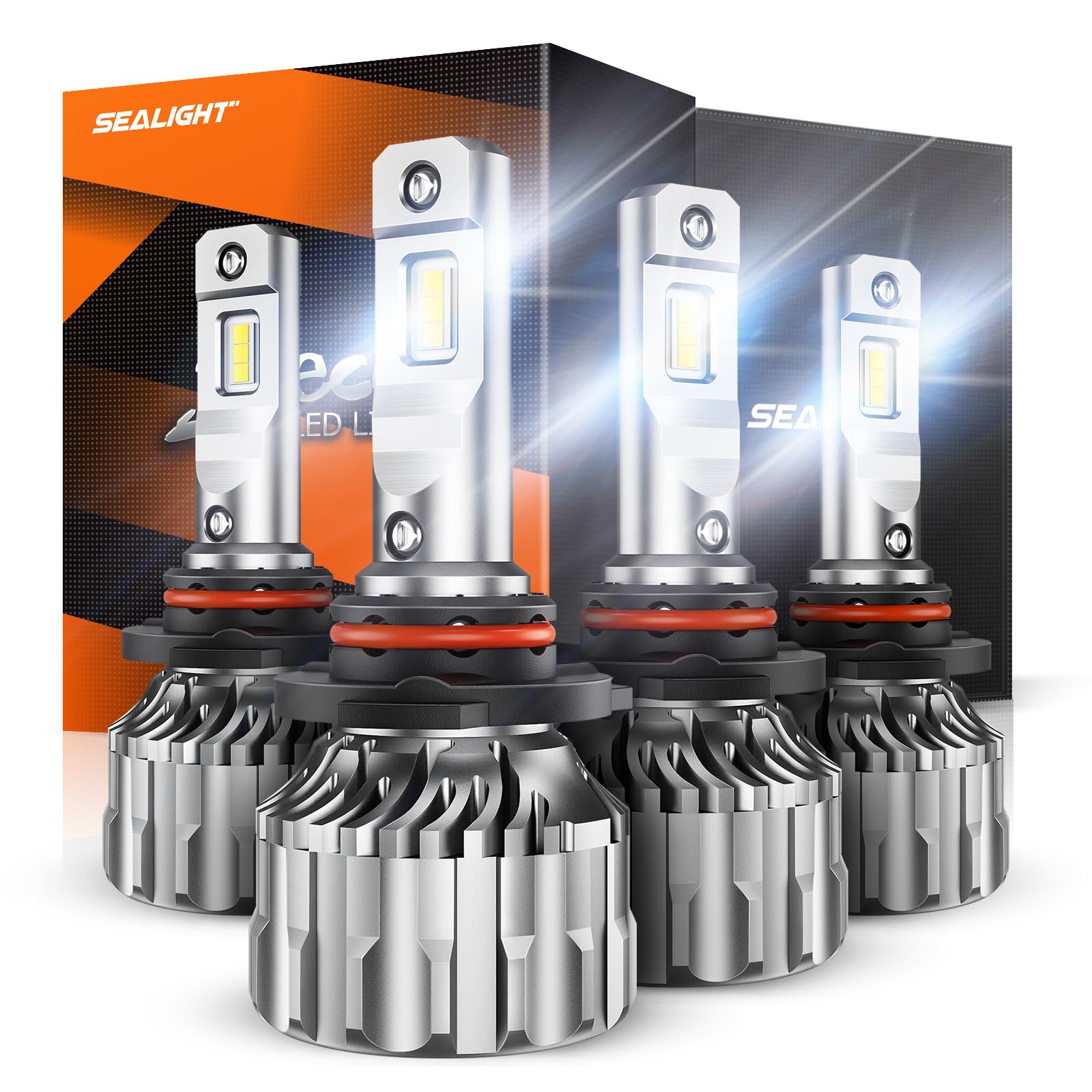 SEALIGHT 9005/HB3 9006/HB4 LED Headlight Bulbs - 36,000 Lumens 600% Brighter 6500K Cool White - High/Low Beam Combo Kit - Plug & Play Halogen Replacement with Cooling Fan - Pack of 4 - Perfect for Night Driving, Off-Road & Foggy Conditions
