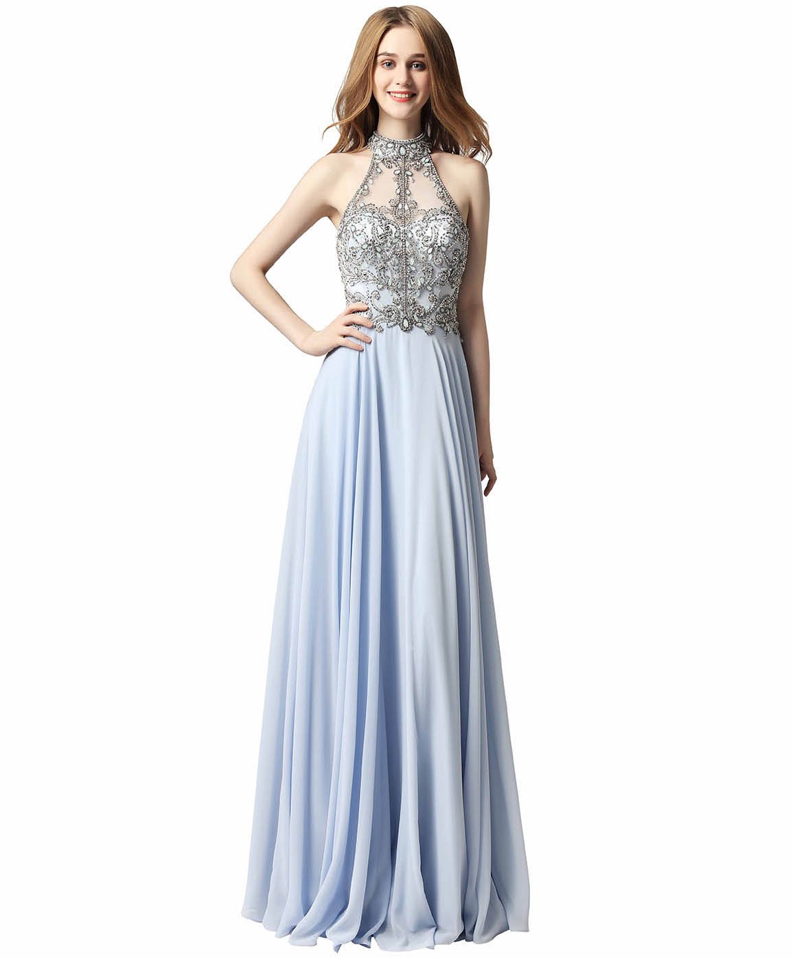 Sarahbridal Women's Elegant Sequins Keyhole Back Evening Ball Gown Beaded Prom Formal Long Dress - Perfect for Weddings, Galas & Special Occasions