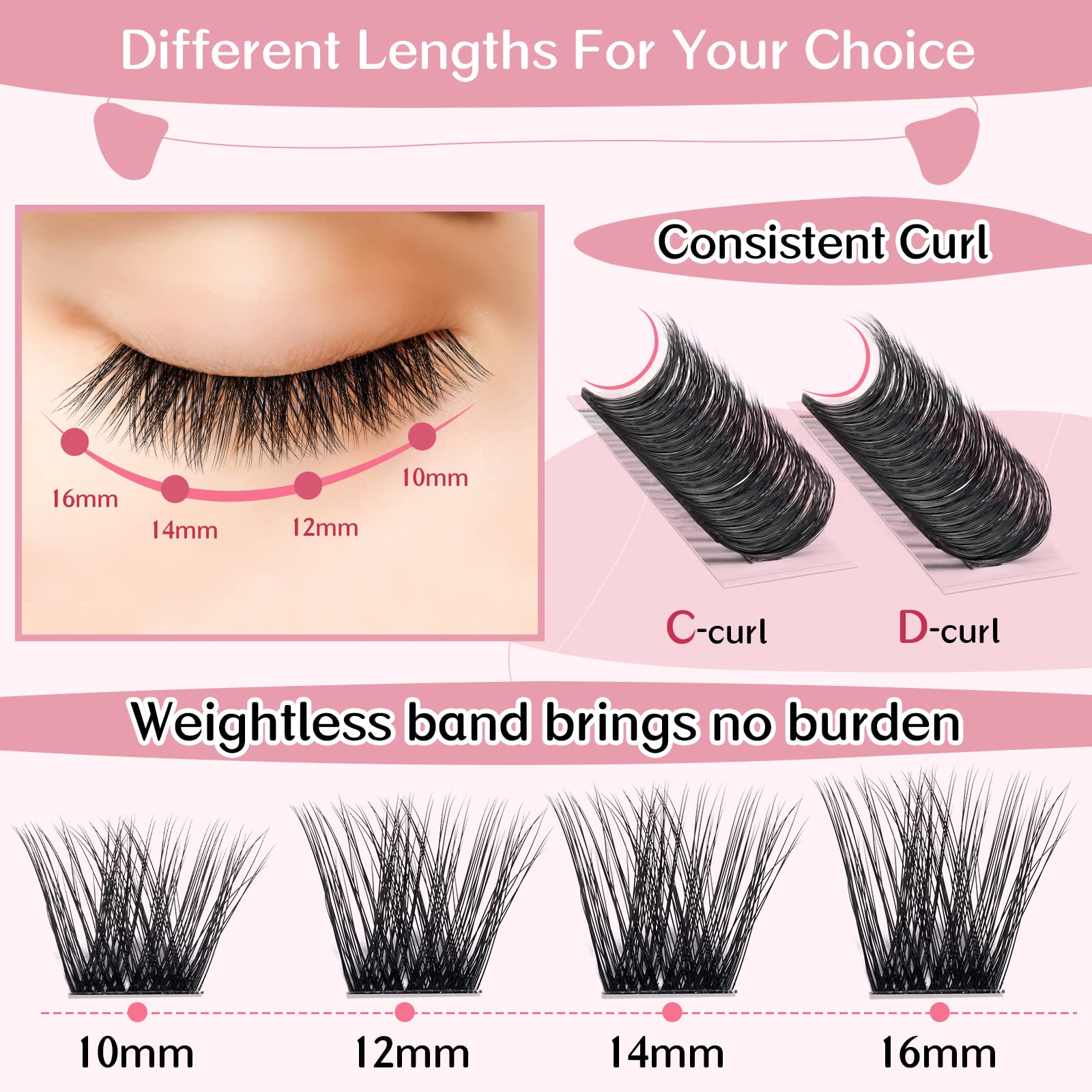 72 Pcs 3D Volume Cluster Lashes - Super Thin Band, Reusable & Comfortable DIY Eyelash Extensions for Dramatic Look (Keen-D-14mm) | Perfect for Parties, Weddings & Daily Wear