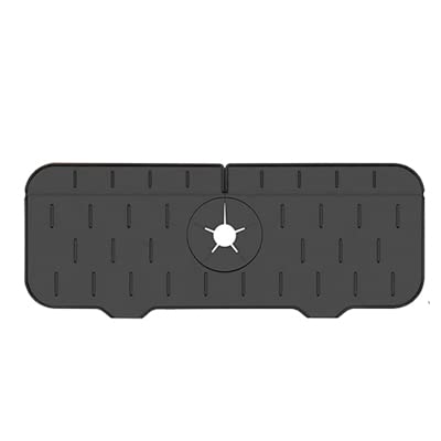 Silicone Faucet Splash Catcher - Kitchen & Bathroom Sink Protector Mat - Black