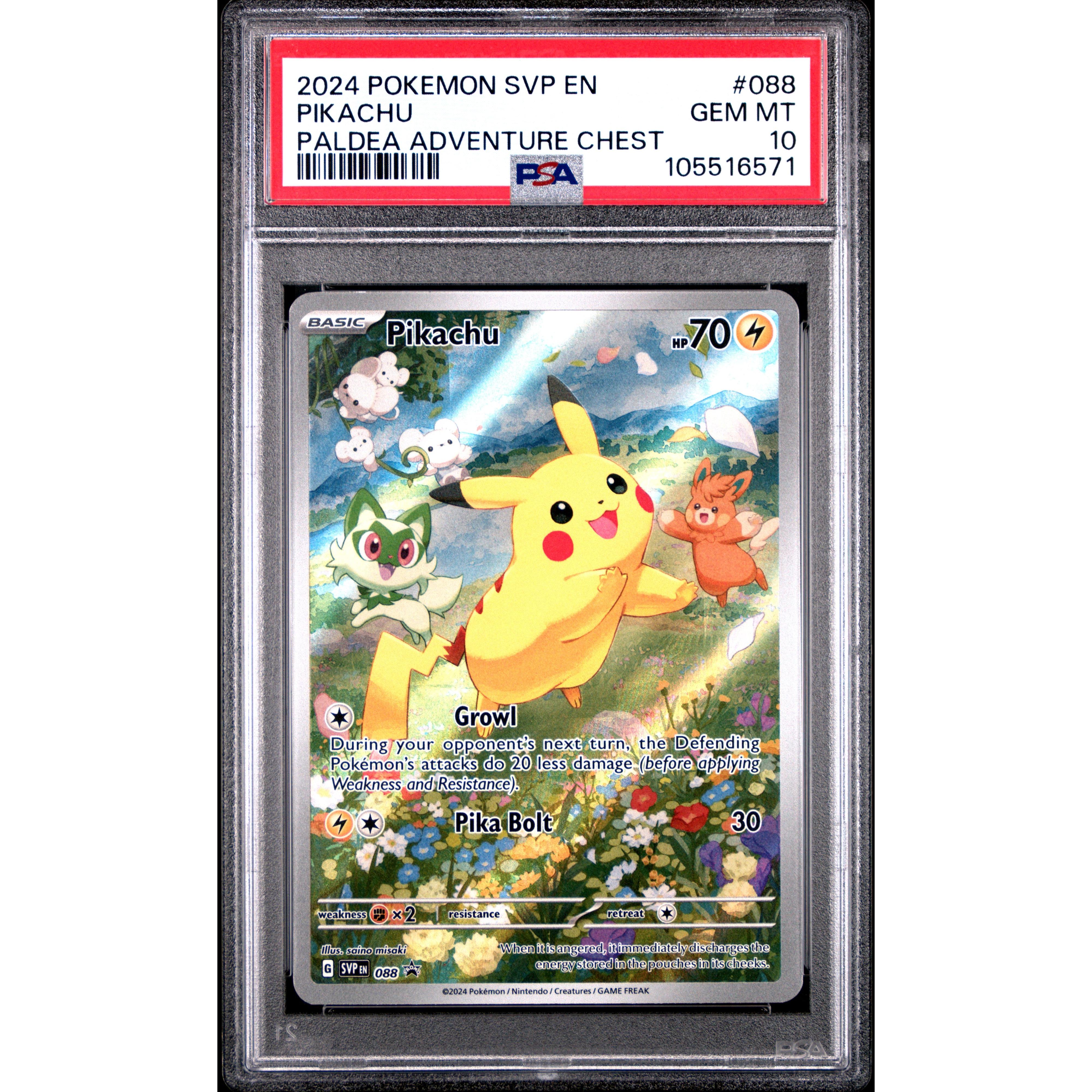2024 Pokemon Scarlet Violet Promo Pikachu SVP088 PSA 10 Graded Card - Rare Collectible for Trading Card Game Enthusiasts & Pokemon Fans - Perfect for Gaming Tournaments, Gift Giving, and Investment Collections