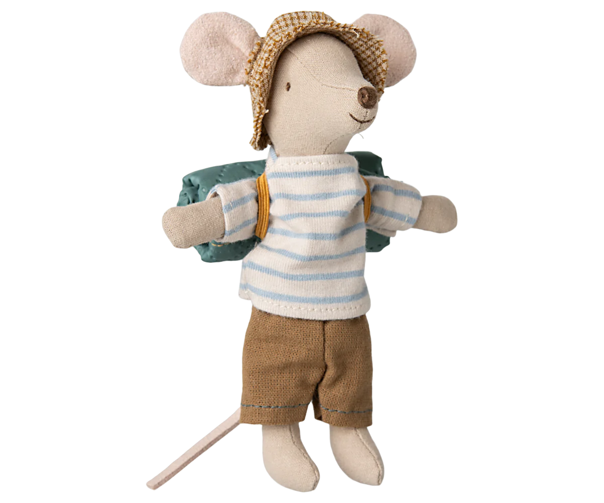 Hiker Mouse Plush Toy - Big Brother Stripes Stuffed Animal for Kids, Perfect for Playtime, Gifts, and Nursery Decor