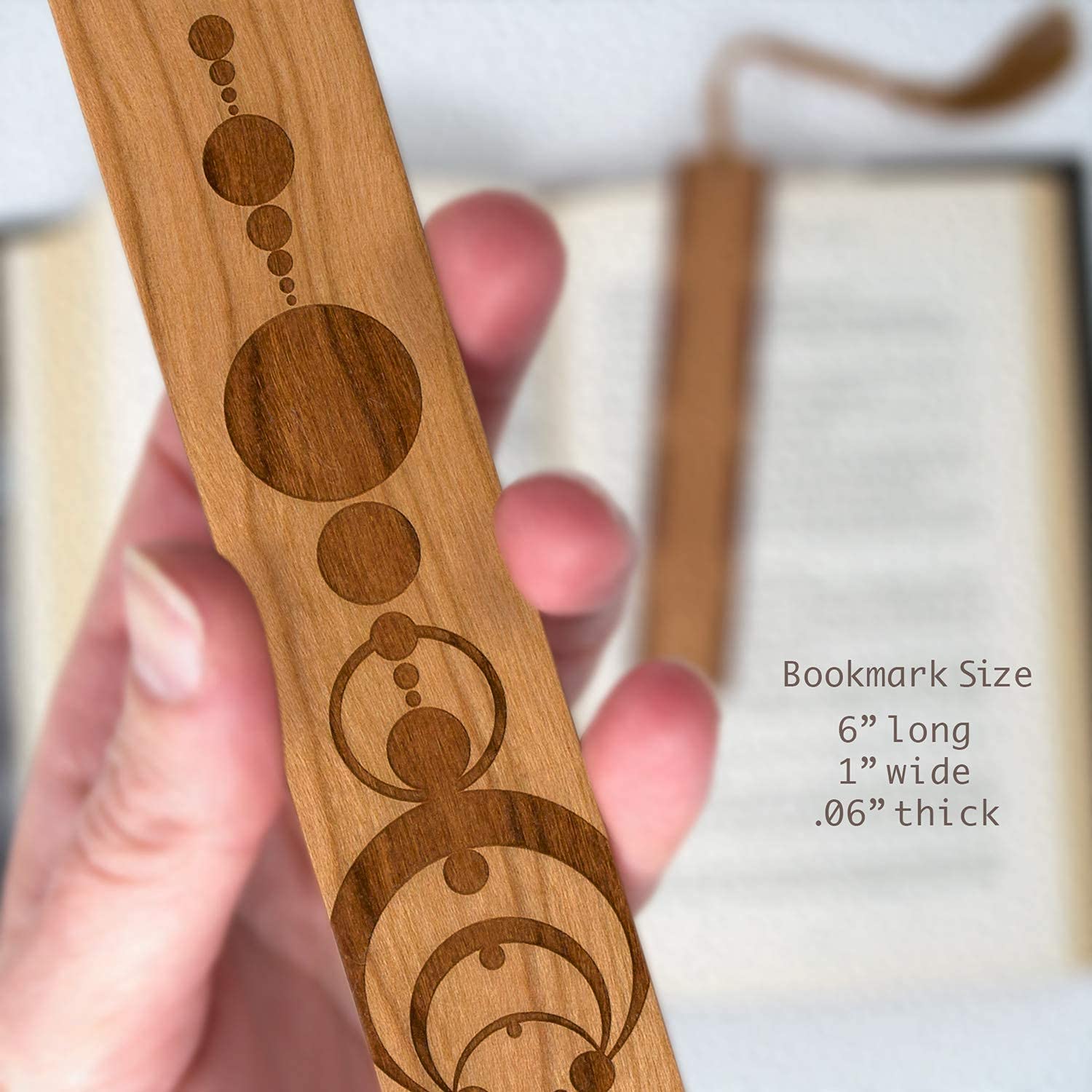 Personalized Engraved Wooden Bookmark with Crop Circle Design - Handmade in USA - Custom Name Gift for Book Lovers - Perfect for Reading, Book Club Gifts & Literary Enthusiasts