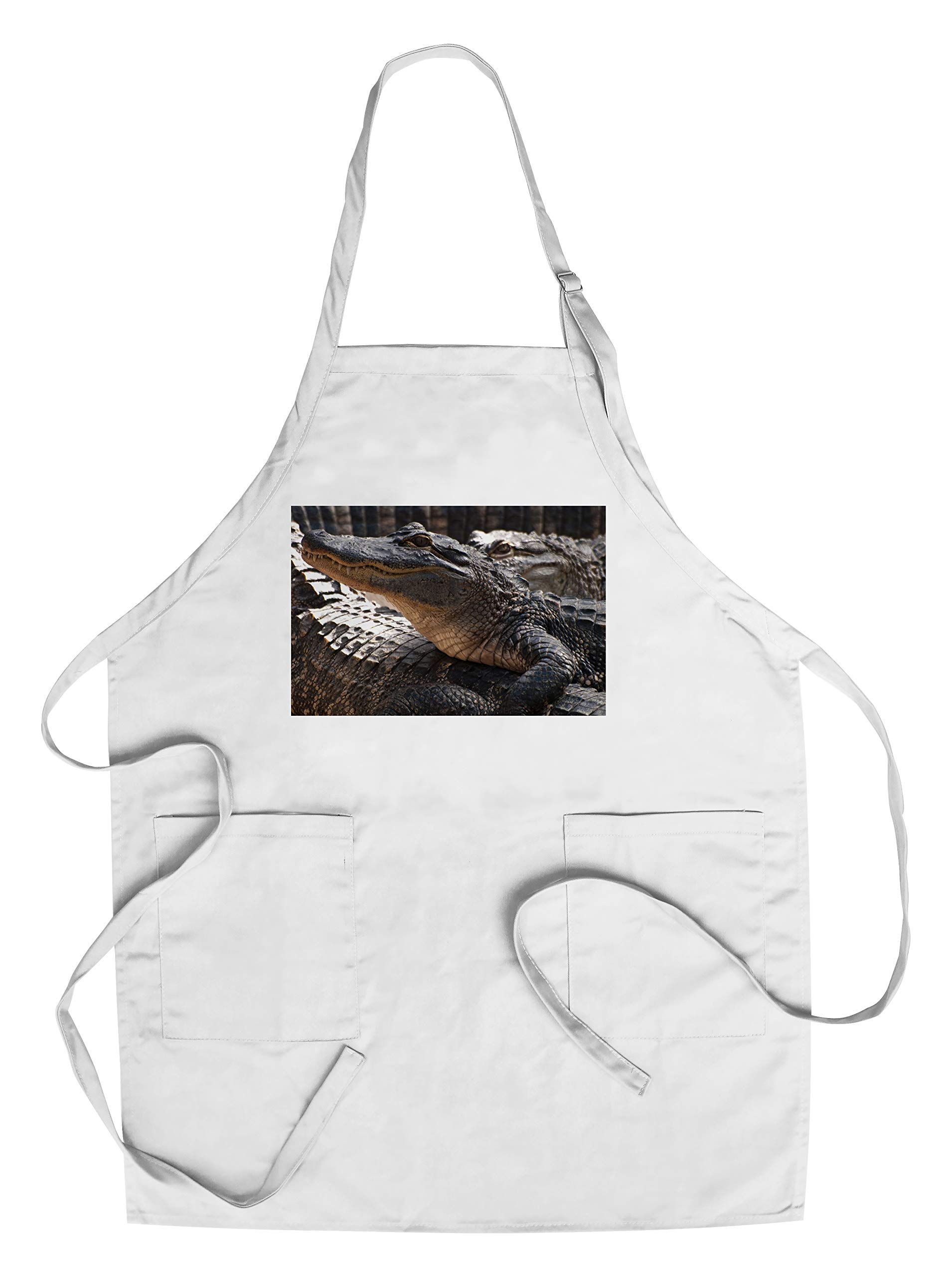 Alligator Print Cotton Canvas Apron for Kitchen Cooking, Baking & Grilling - Unisex with Pockets - Perfect for BBQ, Baking & Outdoor Cooking
