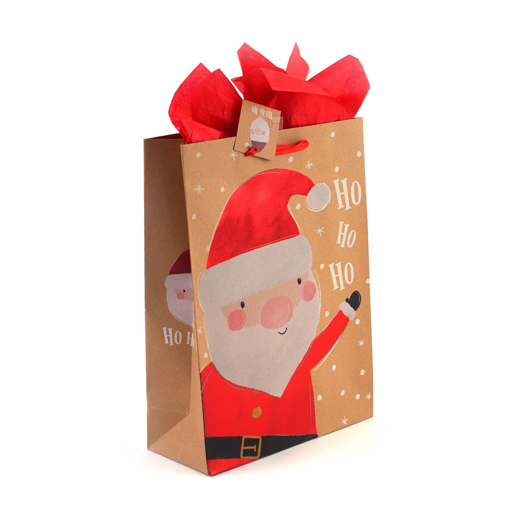2-Pack Extra Large Christmas Kraft Gift Bags with 4 Festive Designs - Perfect for Holiday Wrapping, Party Favors & Stocking Stuffers