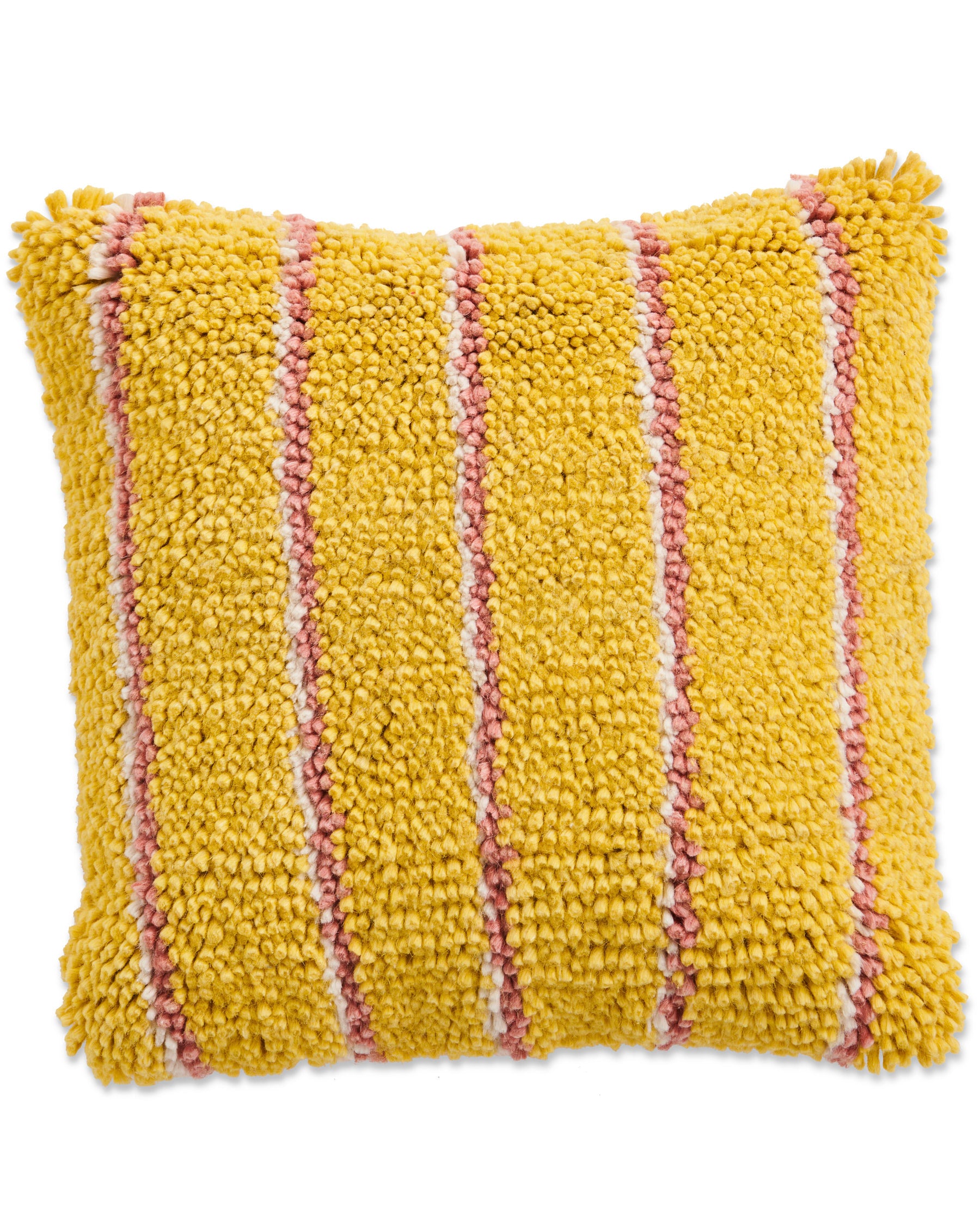 Pina Colada Stripe Felted Wool Cushion Cover - Soft Decorative Pillow Case for Sofa, Bed, Chair - Boho Home Decor Accent for Living Room, Bedroom, Patio