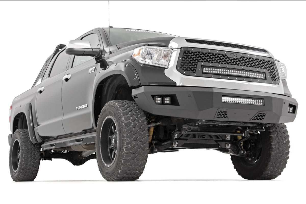 2014-2017 Toyota Tundra Black Mesh Grille with 30 Dual Row LED Lights & Amber DRL | Upgrade Your Truck's Front End Style for Off-Road & Night Driving | Part# 70224