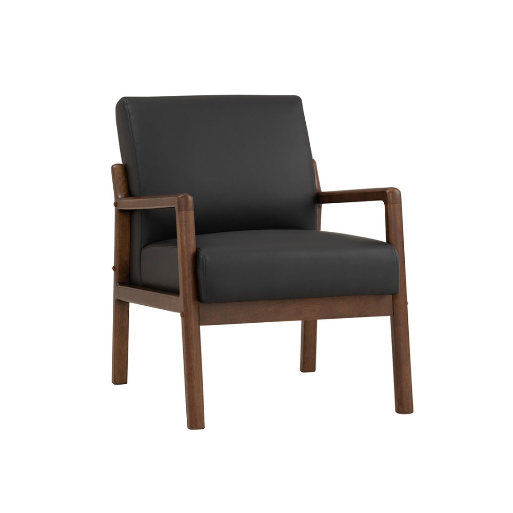 Premium Black & Walnut MENDO Lounge Chair - Modern Accent Chair for Living Room, Bedroom & Office - Perfect for Relaxing, Reading & Home Decor