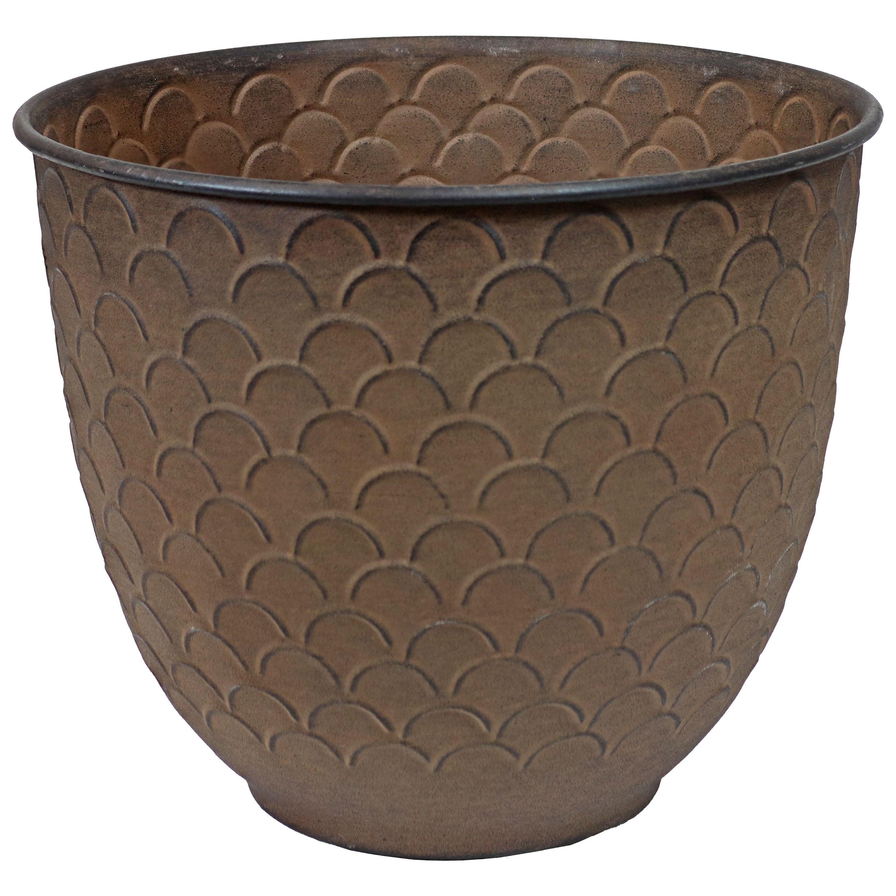 Sunnydaze Dinah 12.5 Inch Metal Outdoor Plant Pots - Rust-Resistant Garden Planter for Patio, Deck, Balcony & Backyard Decor