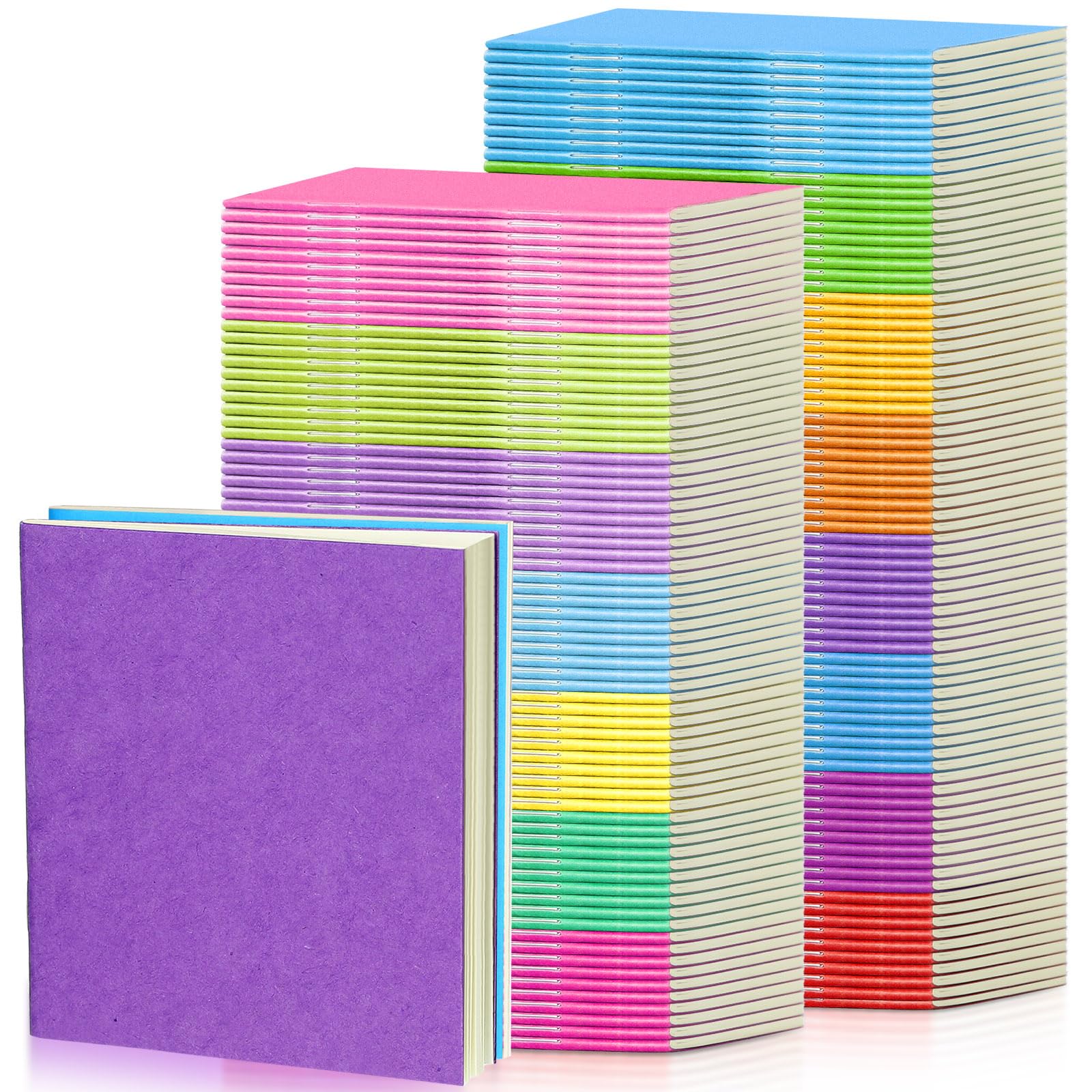 Thenshop 150 Pack Mini Notebooks Bulk - 4x4 Inch Small Unlined Notepads, Blank Sketchbooks for Kids & Students, Back to School Supplies, Pocket Journals with 24 Sheets (Bright Colors) - Perfect for Note Taking, Drawing, Gift Giving & Classroom Activities