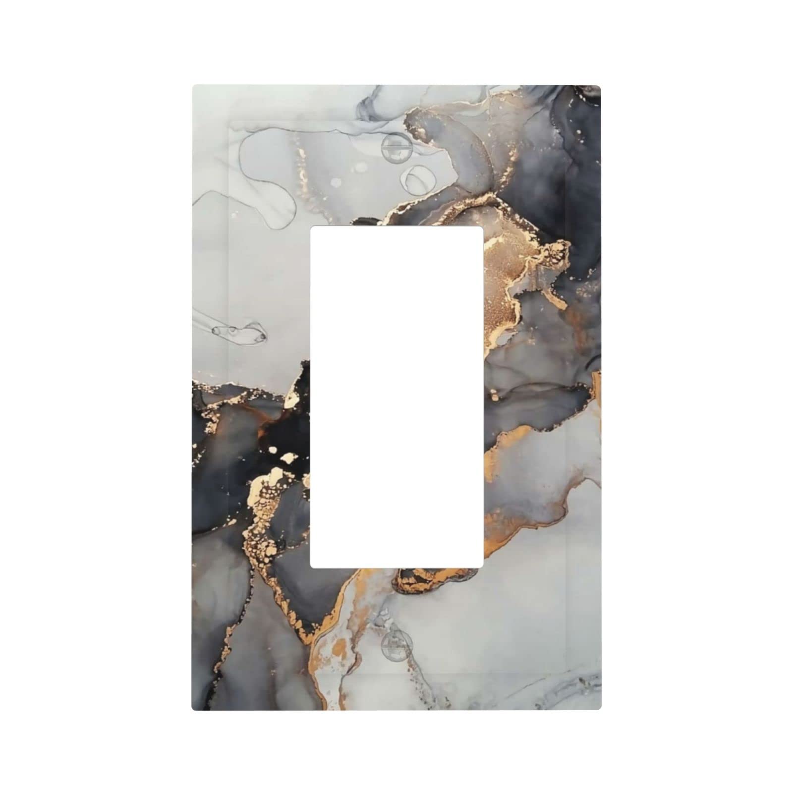 Black & White Marble Light Switch Cover - 1 Gang Rocker Switch Plate, 5