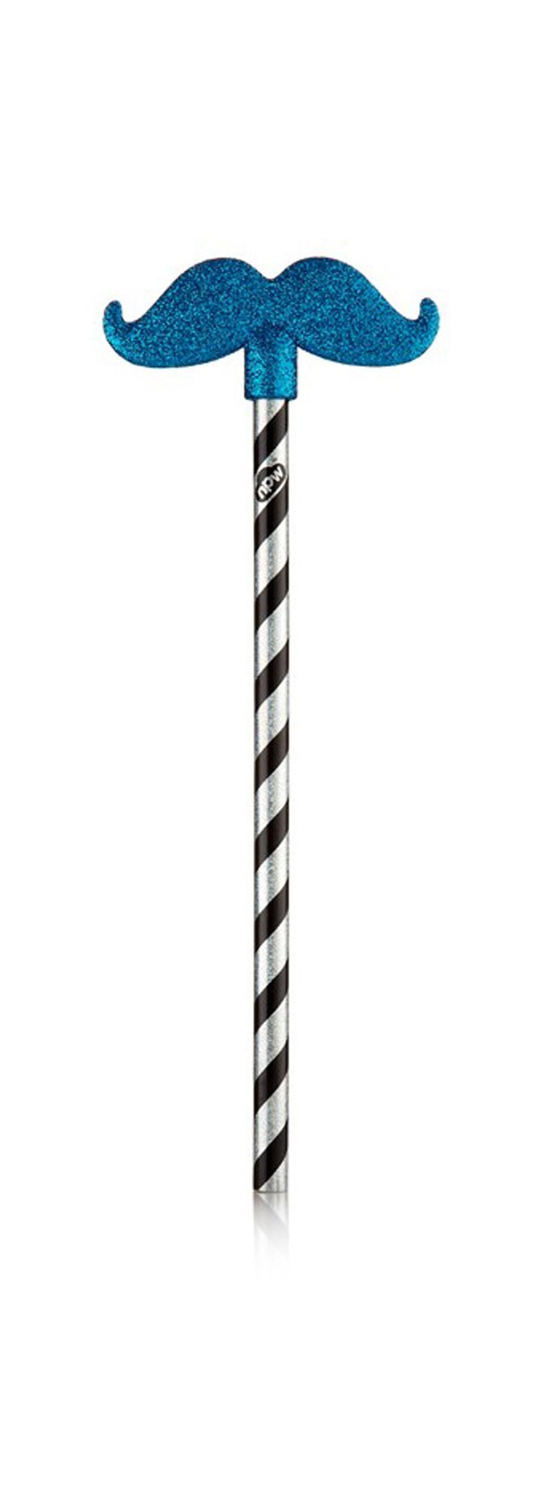 NPW Blue Glitter Moustache Topper and Pencil Set - NP6797 - Perfect for Costume Parties, Themed Events, and DIY Crafts