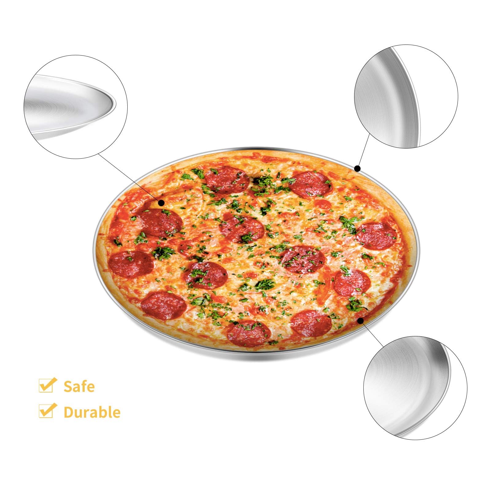 **13½ Inch Stainless Steel Pizza Pan Set – Heavy Duty, Dishwasher Safe & Easy Clean – 4-Piece Non-Stick Baking Tray for Oven, Serving & Healthy Cooking – Perfect for Home, Restaurant & Outdoor BBQ**