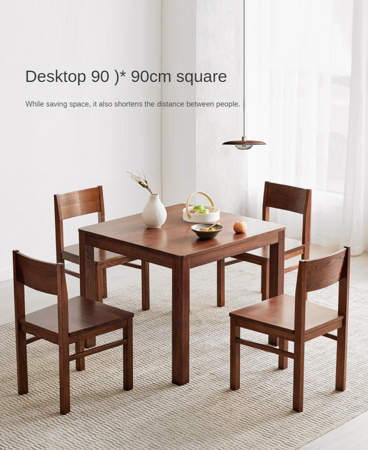 Solid Oak Wood Square Dining Table - Rustic Farmhouse Style for Kitchen, Dining Room & Small Space Gatherings