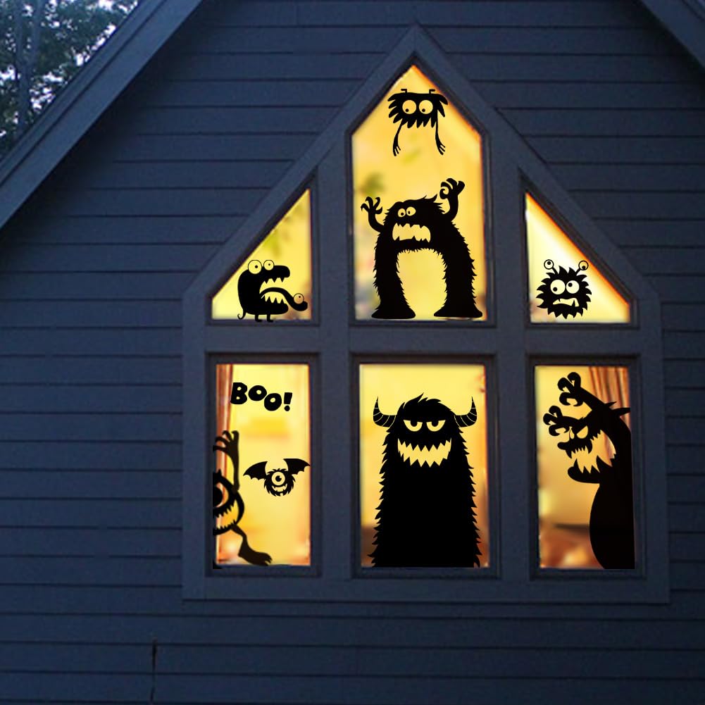 Large Halloween Window Clings - Scary Monster Silhouette Decorations for Windows, Doors & Glass - Giant Halloween Stickers for Spooky Home & Party Decor