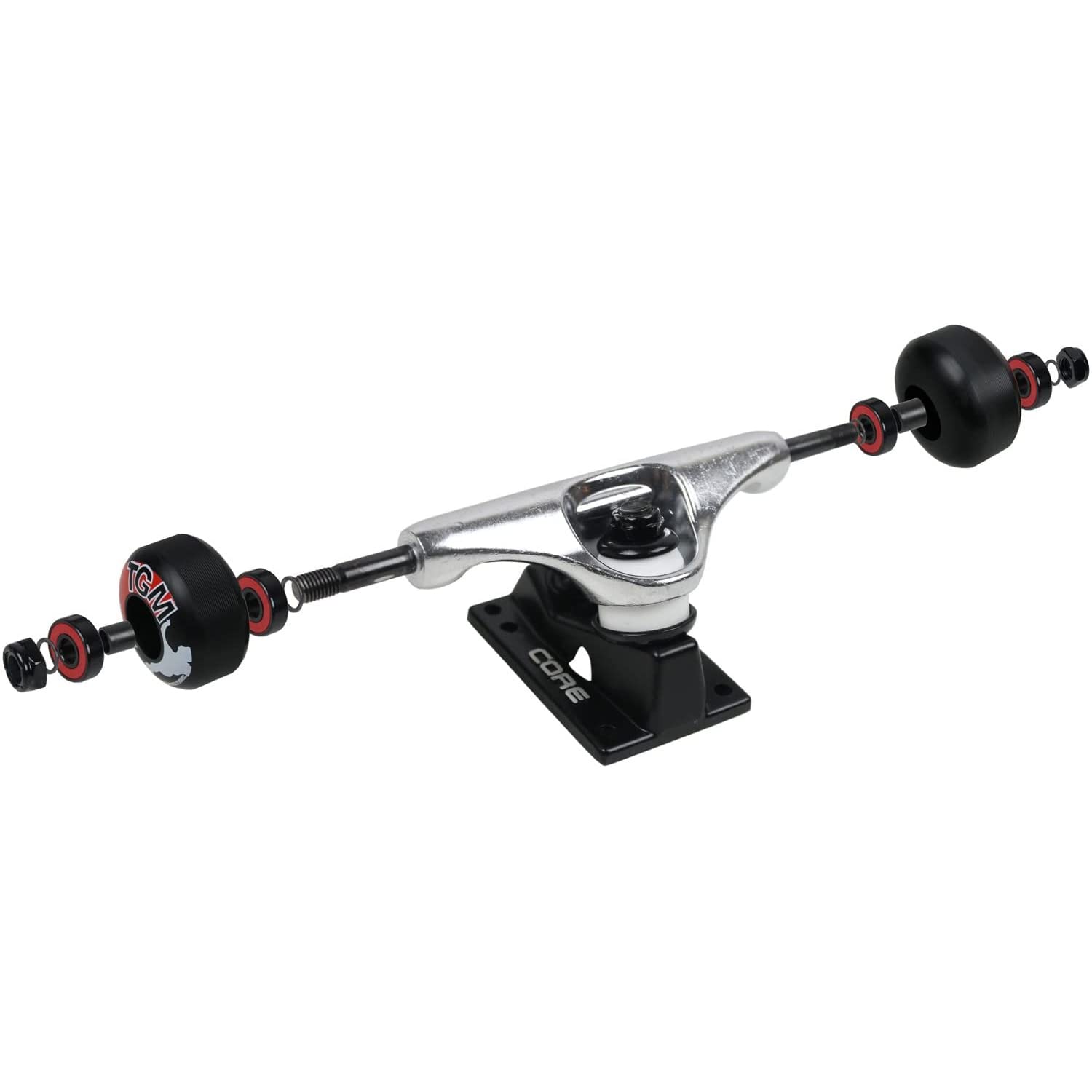 Premium Core Silver Skateboard Trucks & Wheels with ABEC 5 Bearings - Perfect for Street Skating, Park Riding & Smooth Cruising