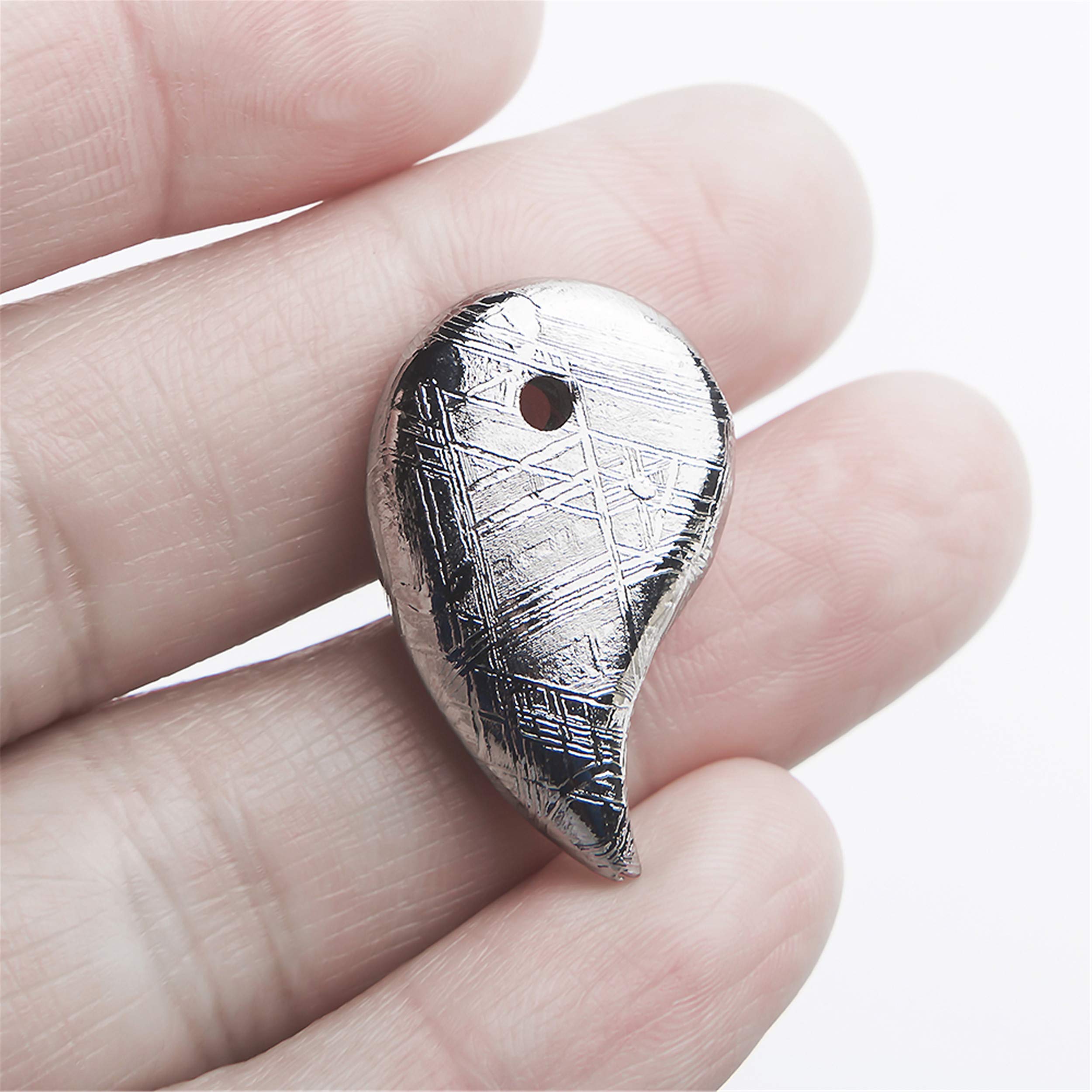 Authentic Natural Gibeon Iron Meteorite Magatama Bead Pendant - Unique Space Jewelry for Necklace Making & Spiritual Healing