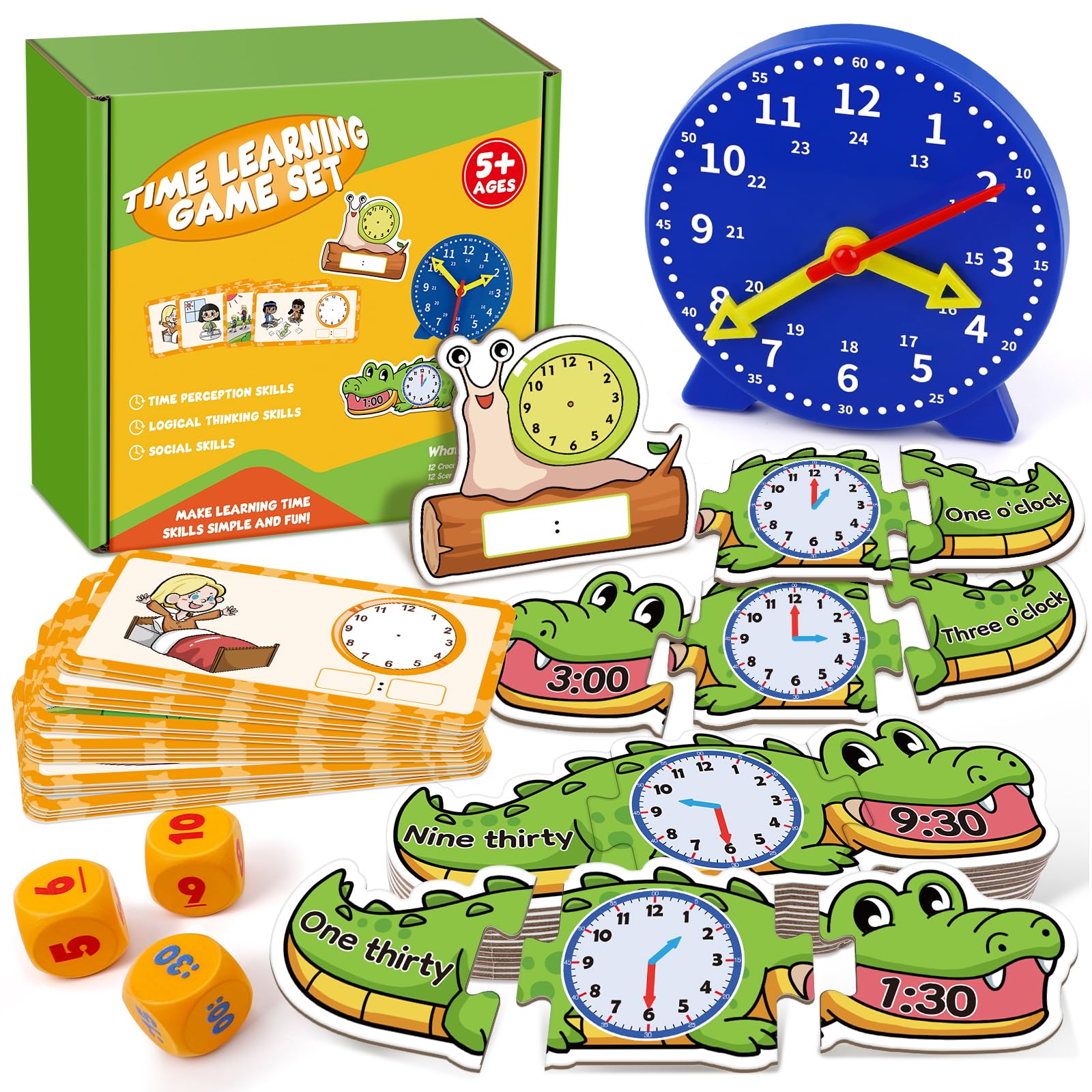Kids Learning Clock - Time Teaching Toy for Toddlers | Math Games & Homeschool Activities