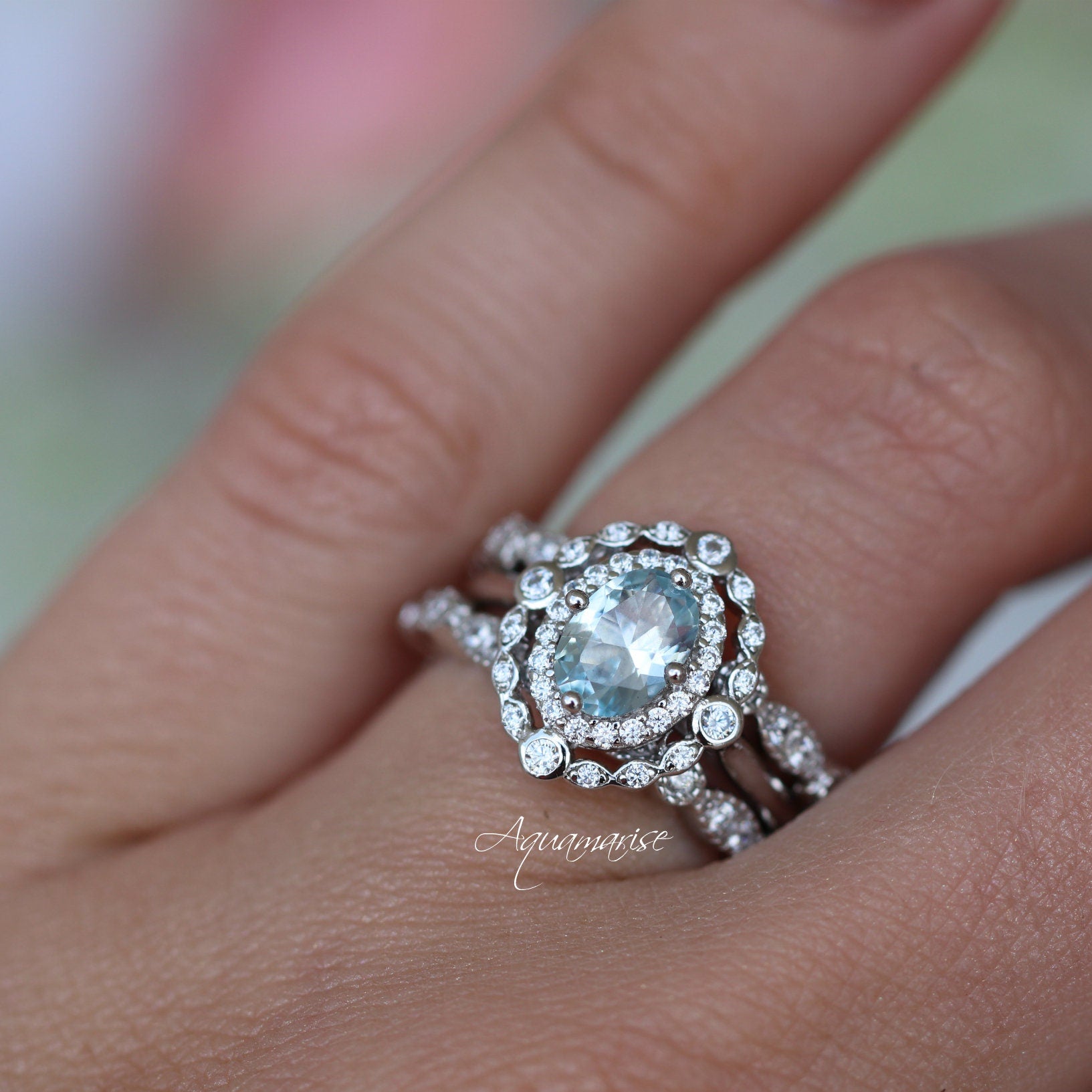 Valentine's Day Aquamarine Birthstone Ring - Sterling Silver Jewelry for Women - Perfect Gift for Anniversary, Engagement & Special Occasions